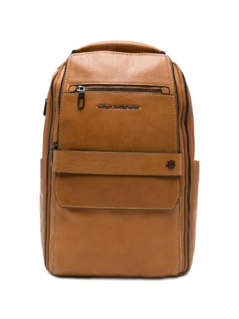 multi-pocket leather backpack by PIQUADRO
