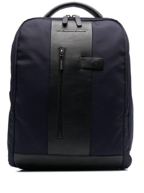 two-tone logo-patch backpack by PIQUADRO
