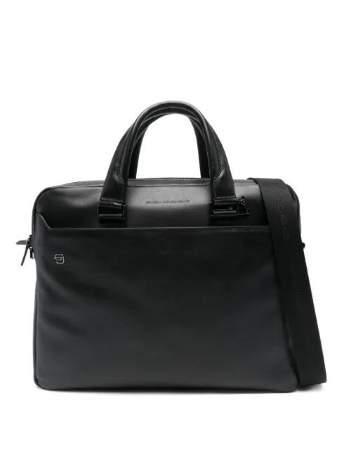 zip-fastening leather briefcase by PIQUADRO