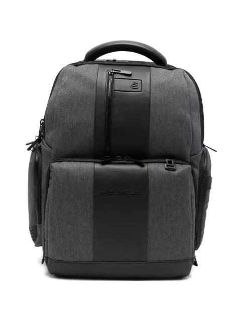 zip-up  leather backpack by PIQUADRO