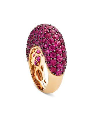 18K Rose Gold Dome Pink Sapphire Pav&eacute; Large Statement Ring by PIRANESI