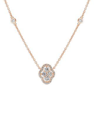 18K Rose Gold Maison Diamond Halo Cluster Pendant Necklace by PIRANESI