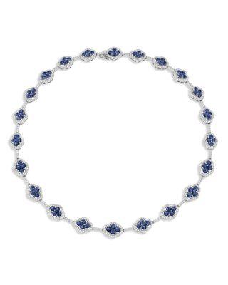 18K White Gold Diamond & Blue Sapphire Maison Necklace by PIRANESI