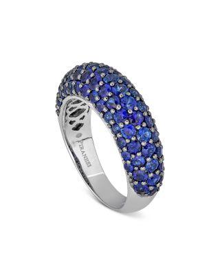 18K White Gold Small Dome Ring with Blue Sapphires by PIRANESI