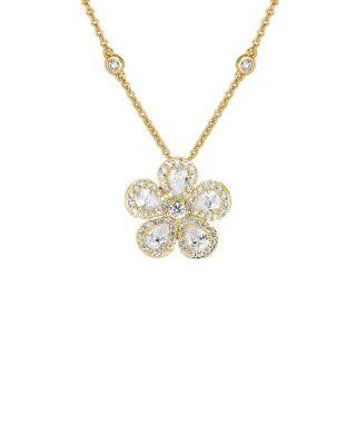 18K Yellow Gold Diamond Classic Flower Mini Necklace by PIRANESI