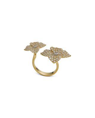 18K Yellow Gold Double Fiore Ring with Diamonds by PIRANESI