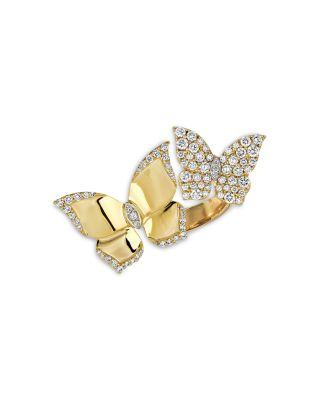Double Butterfly Diamond Ring in 18K Yellow Gold by PIRANESI