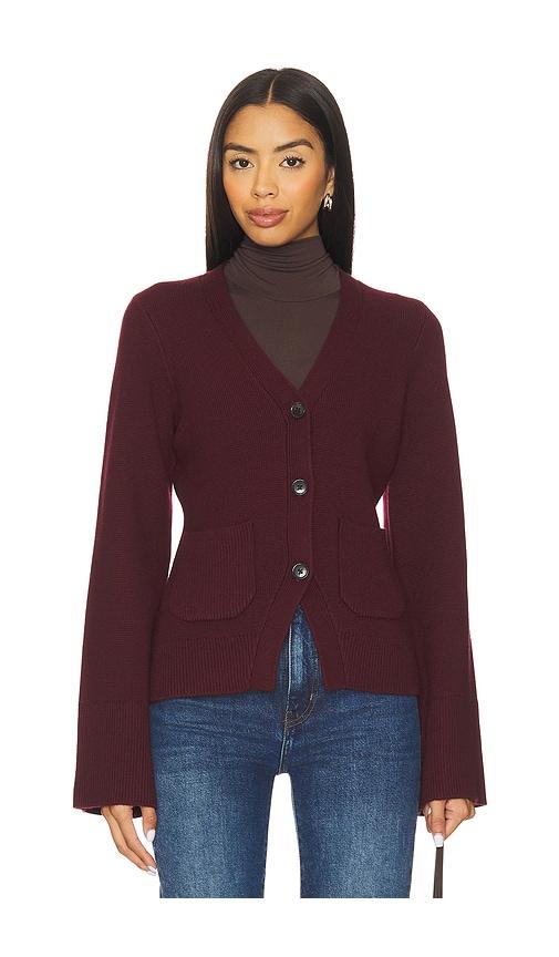 PISTOLA Aeron V-Neck Cardigan in Wine by PISTOLA