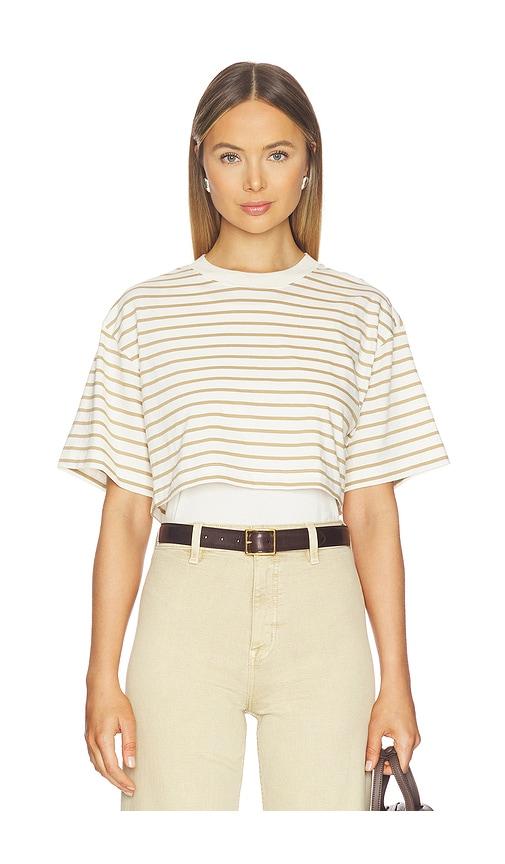 PISTOLA Camryn Boxy Tee Overlay Top in White,Tan by PISTOLA