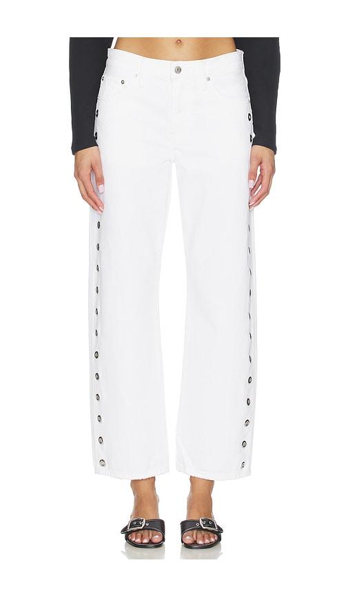 PISTOLA Lexi Mid Rise Bowed Straight Jeans in White by PISTOLA