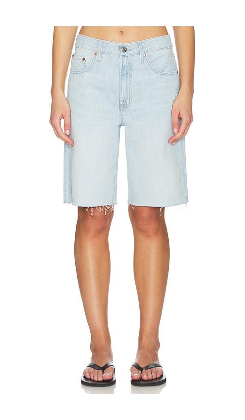 PISTOLA Nolan Relaxed Straight Cut Off Shorts in Blue by PISTOLA