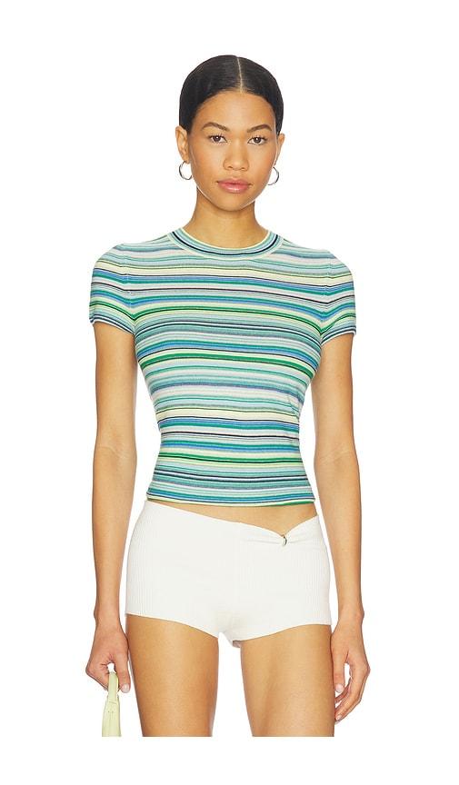 PISTOLA Selene Short Sleeve Sweater Tee Shirt in Teal by PISTOLA