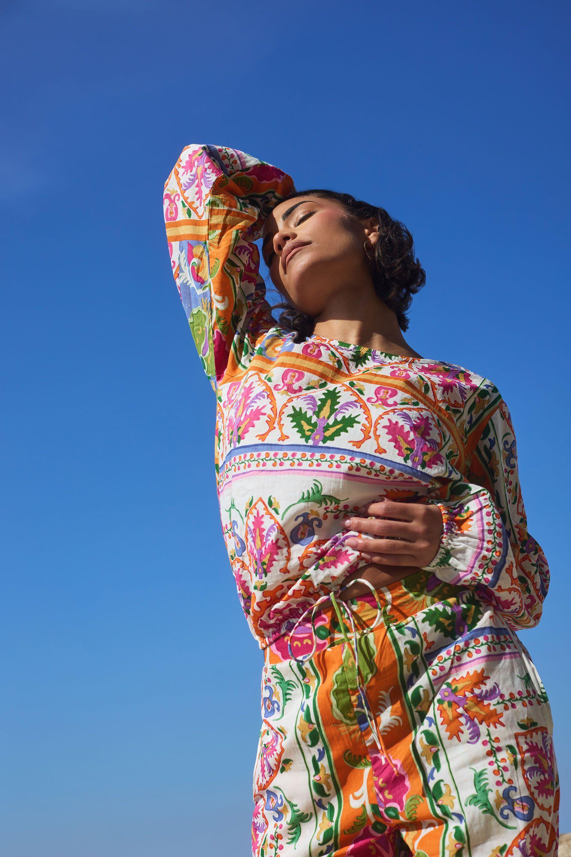 Petite Abstract Tile Print Top by PIXIEGIRL