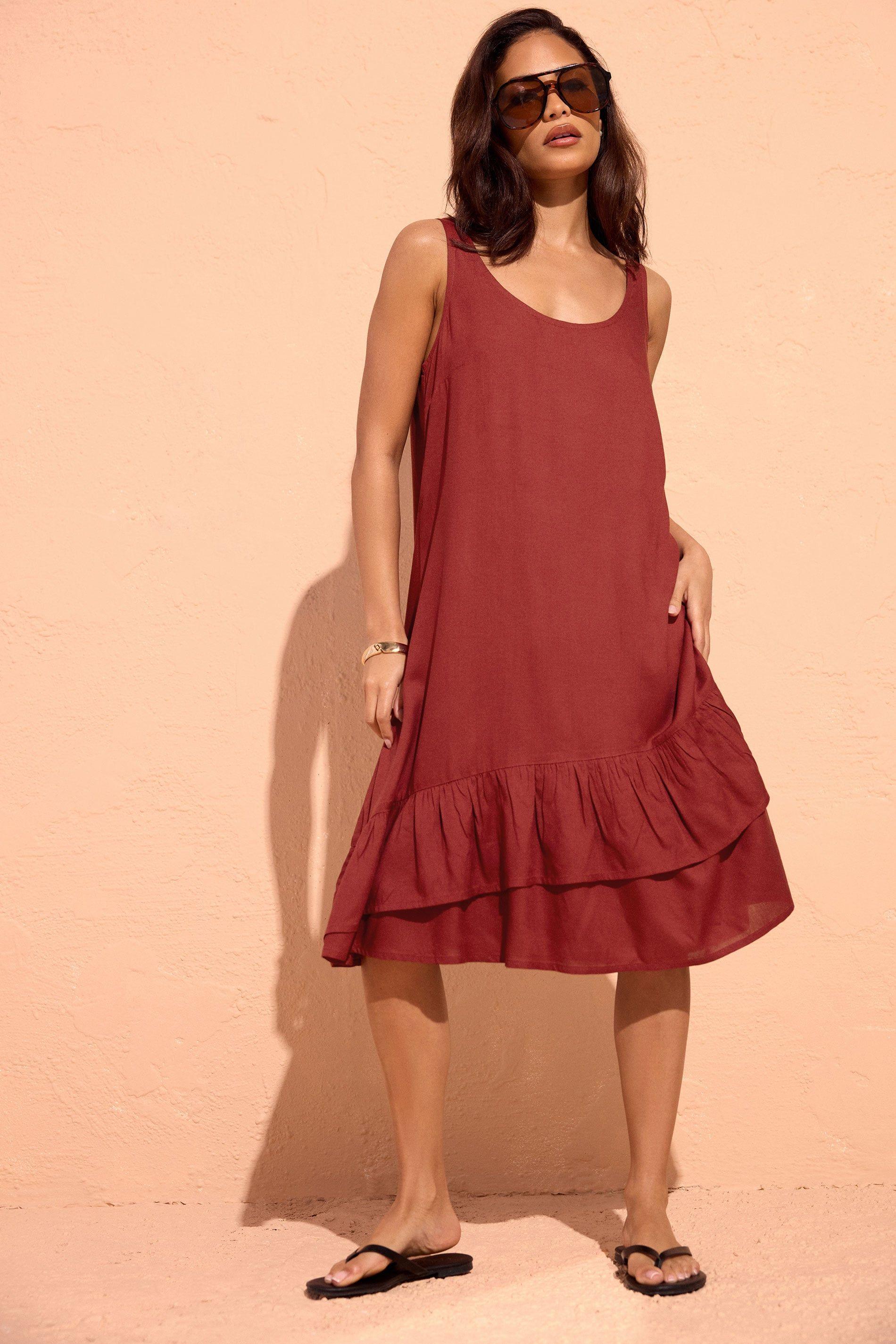 Petite Asymmetric Frill Midi Dress by PIXIEGIRL