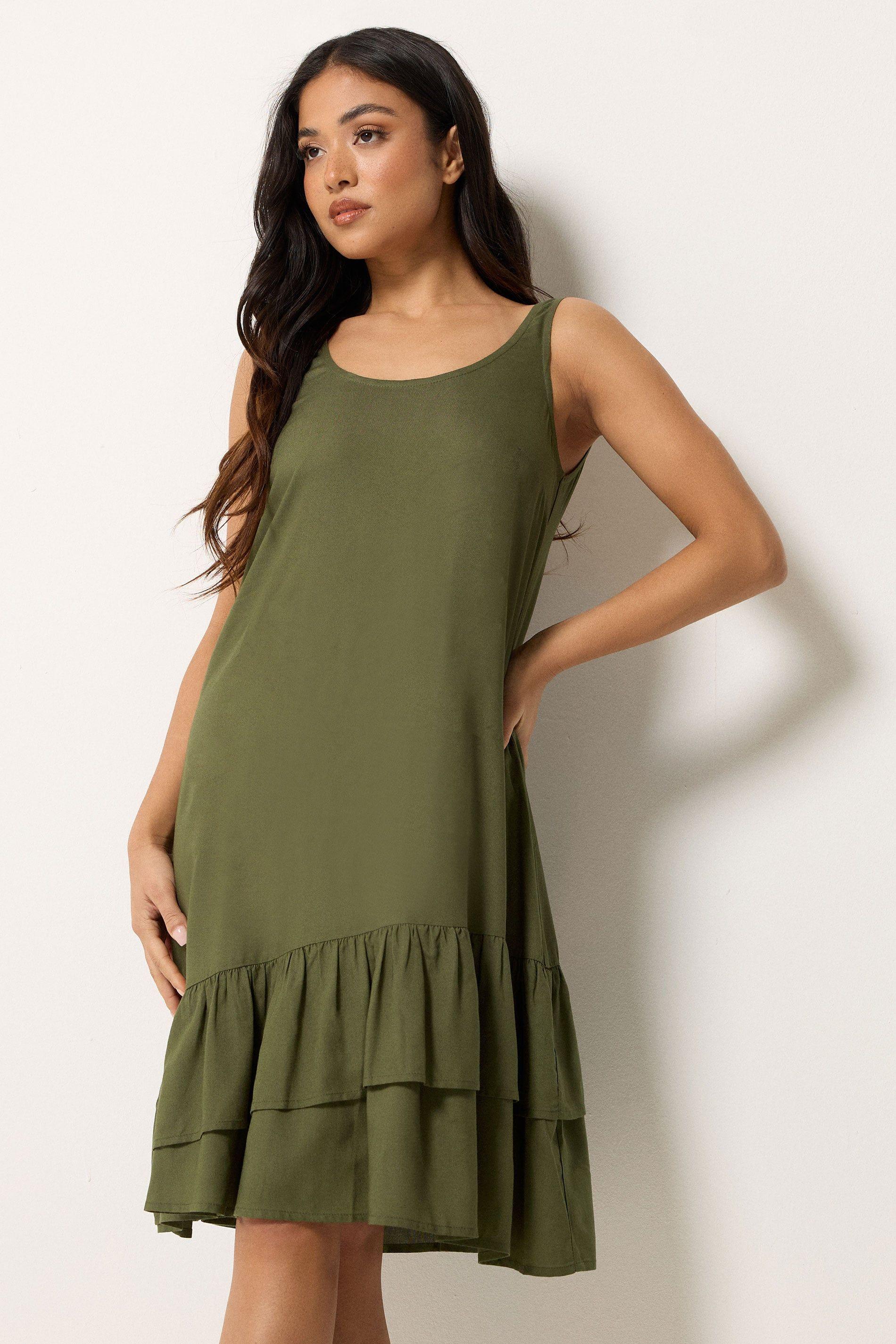 Petite Asymmetric Frill Midi Dress by PIXIEGIRL