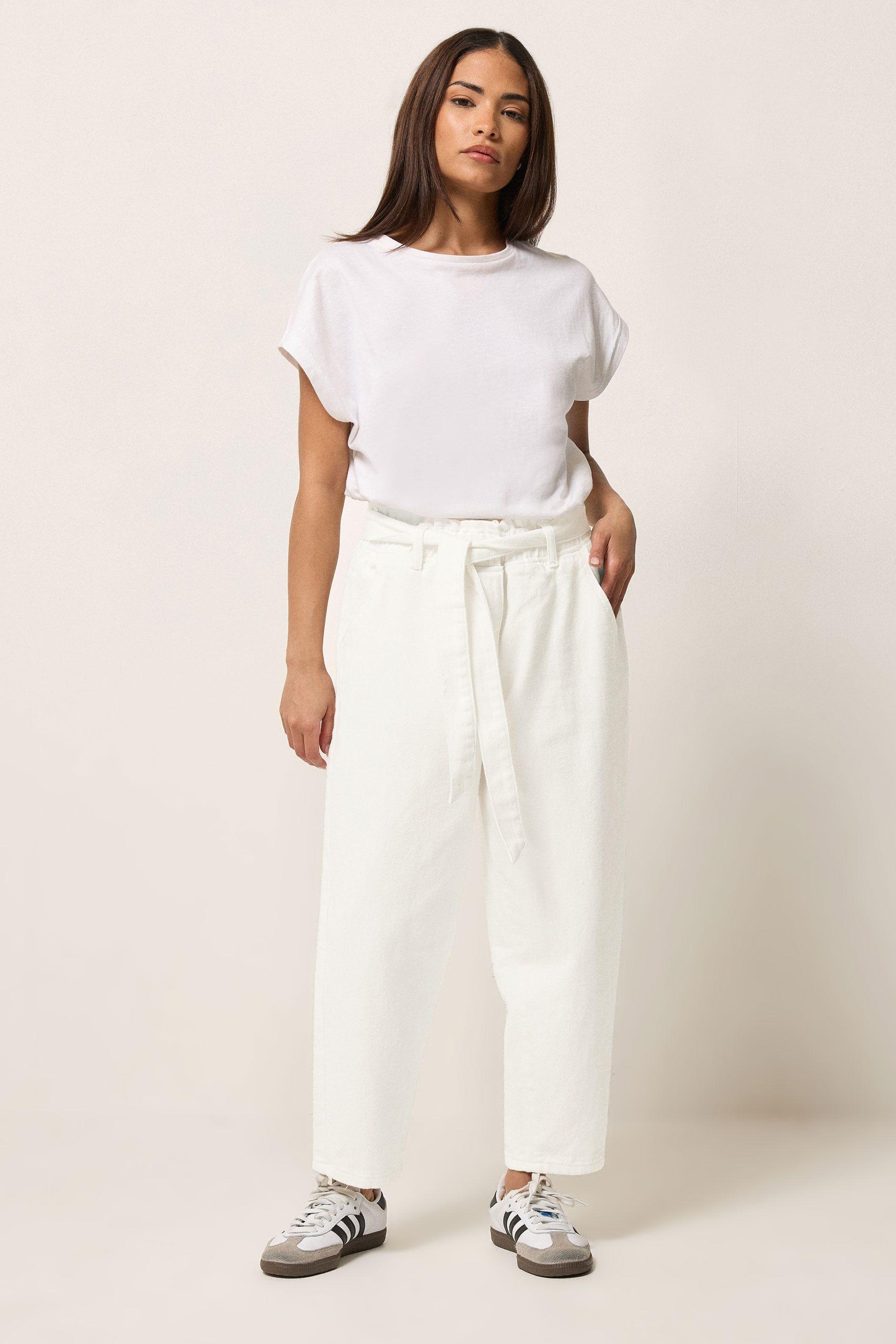 Petite Belted Barrel Jeans by PIXIEGIRL