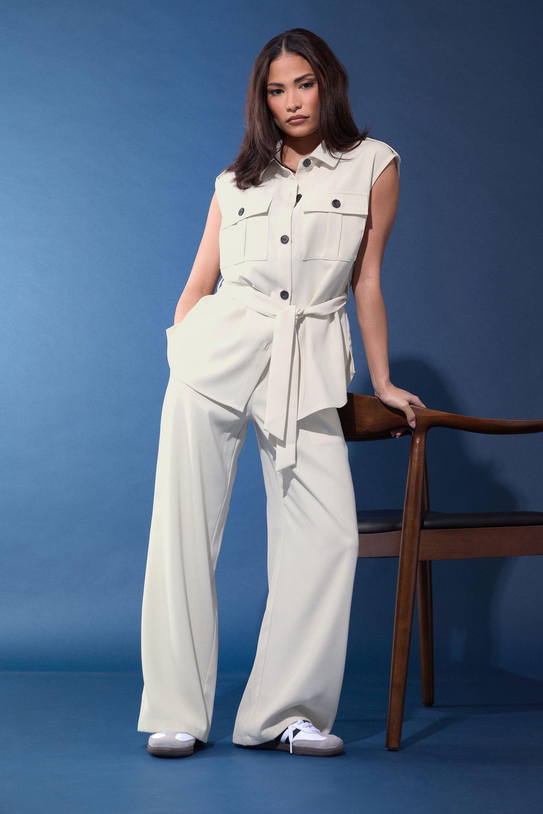 Petite Belted Utility Shirt by PIXIEGIRL