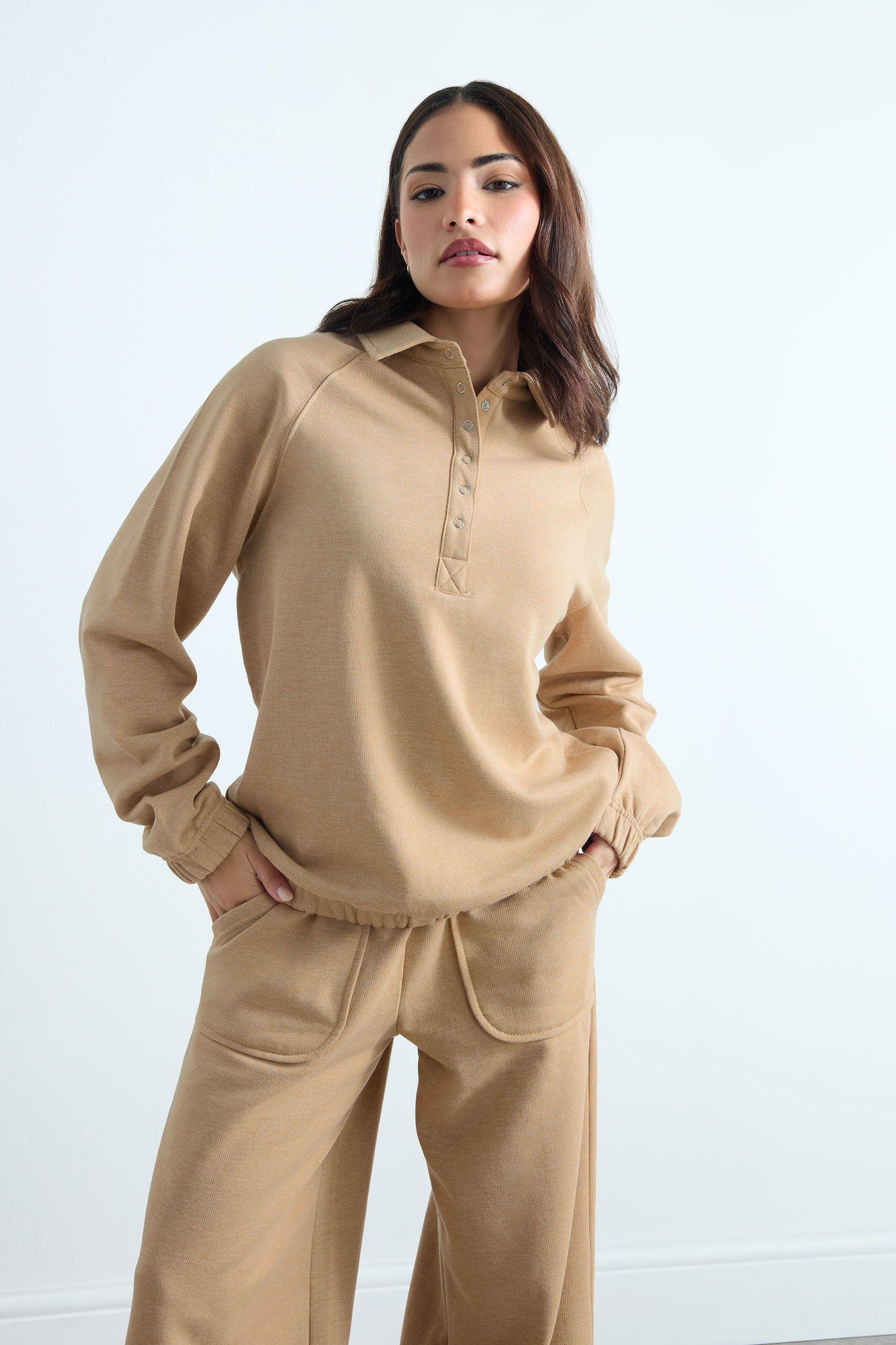 Petite Button Collar Sweatshirt by PIXIEGIRL