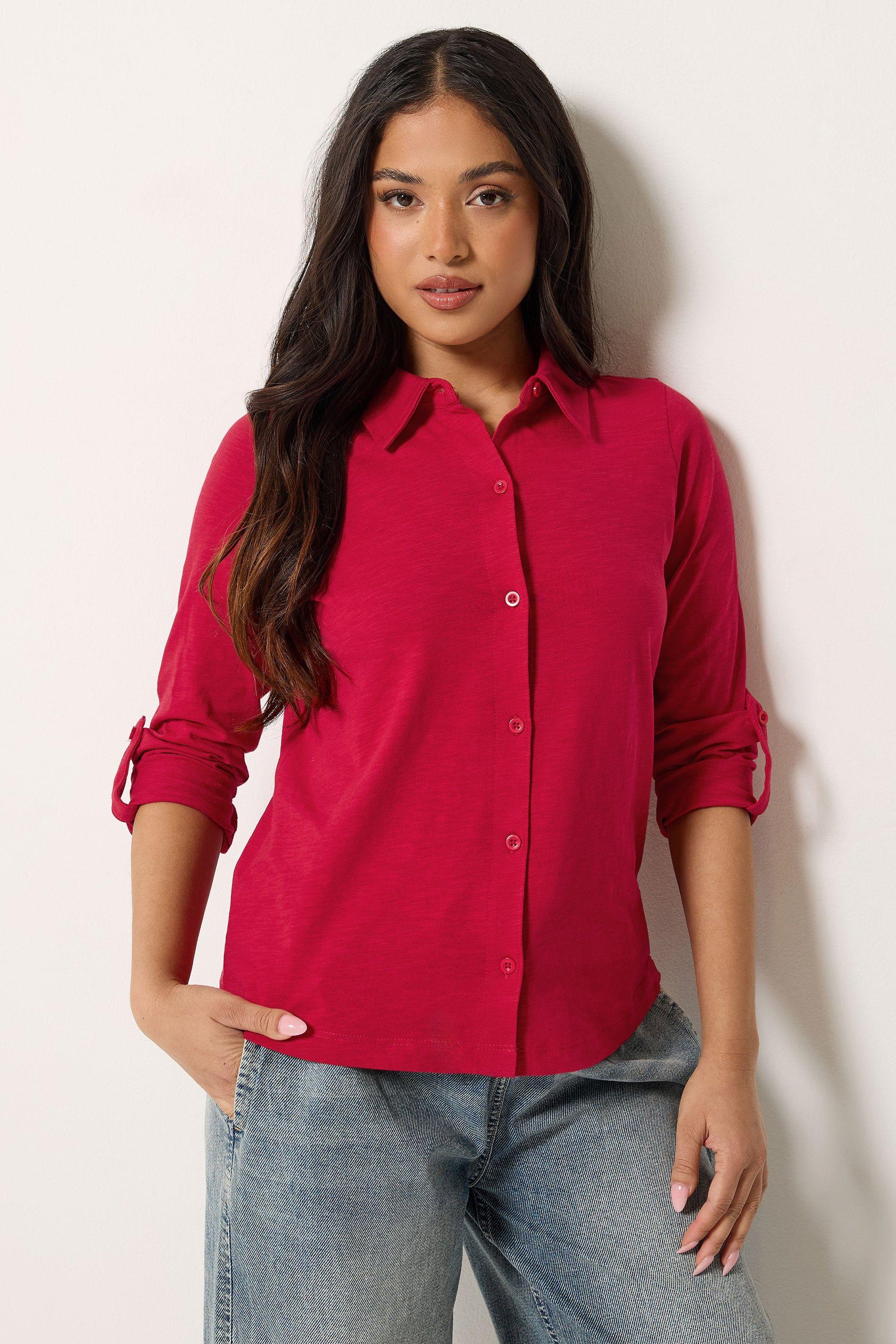 Petite Button Cotton Shirt by PIXIEGIRL