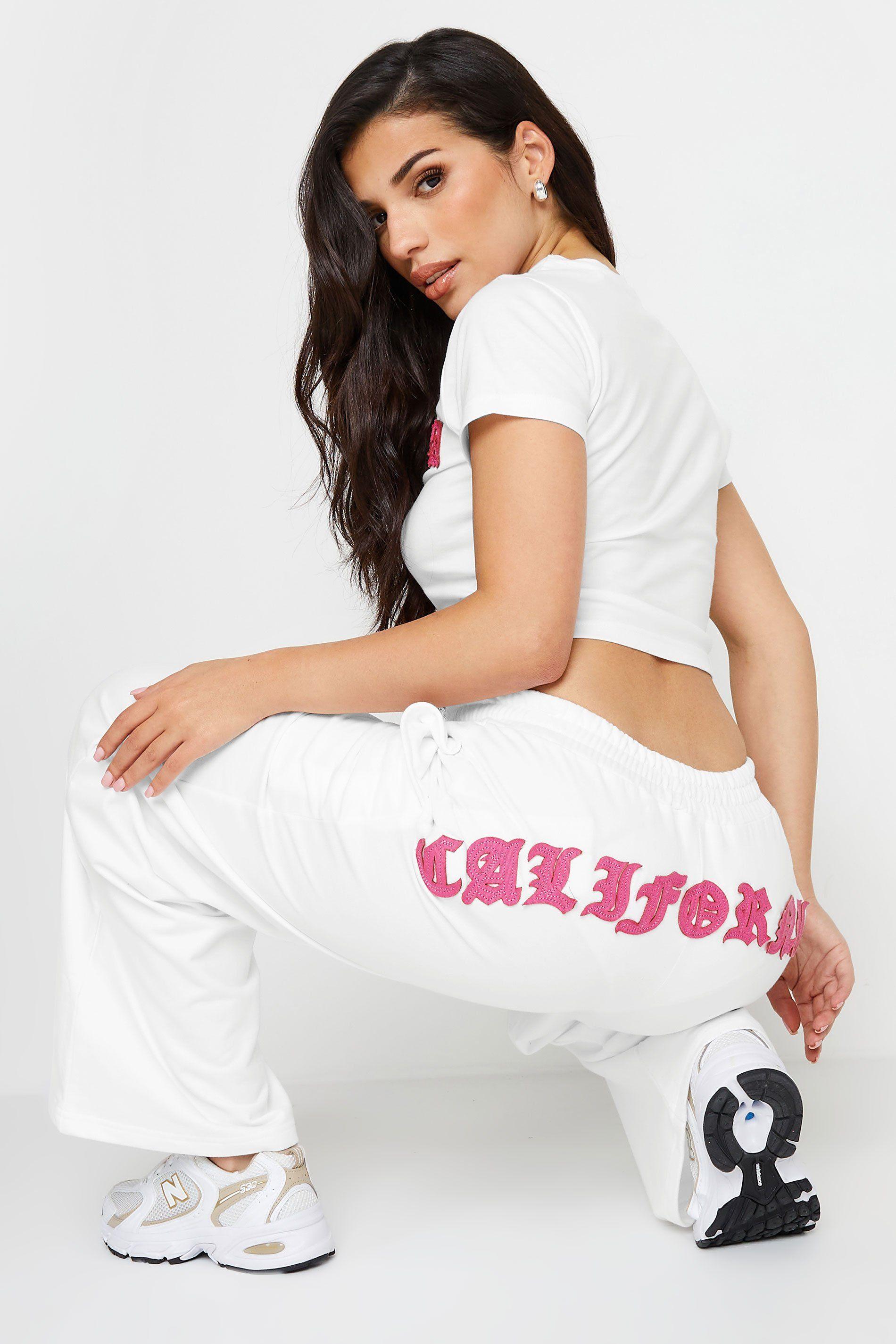 Petite 'California' Slogan Wide Leg Joggers by PIXIEGIRL Petite 'California' Slogan Wide Leg Joggers by PIXIEGIRL