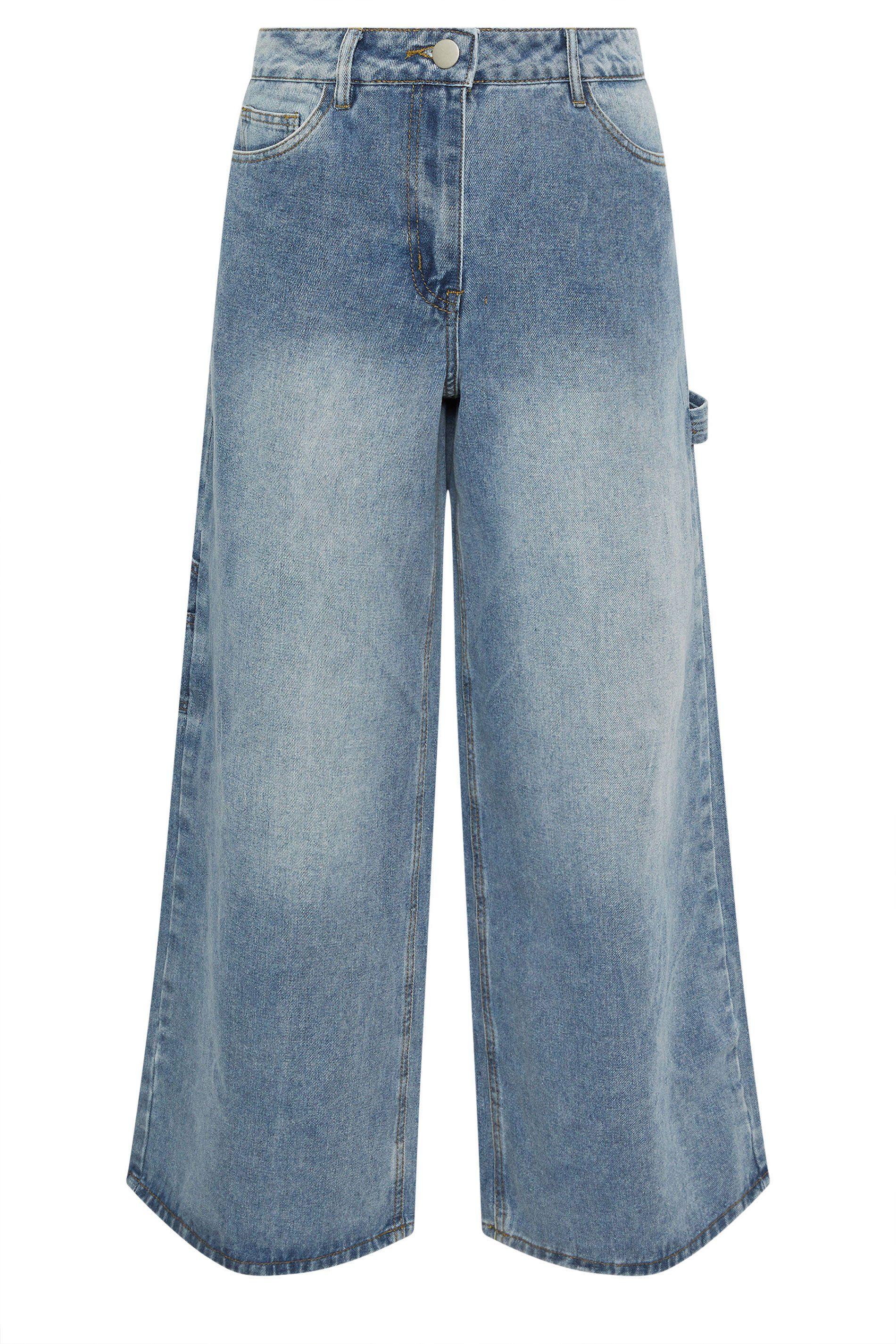 Petite Carpenter Wide Leg Jeans by PIXIEGIRL