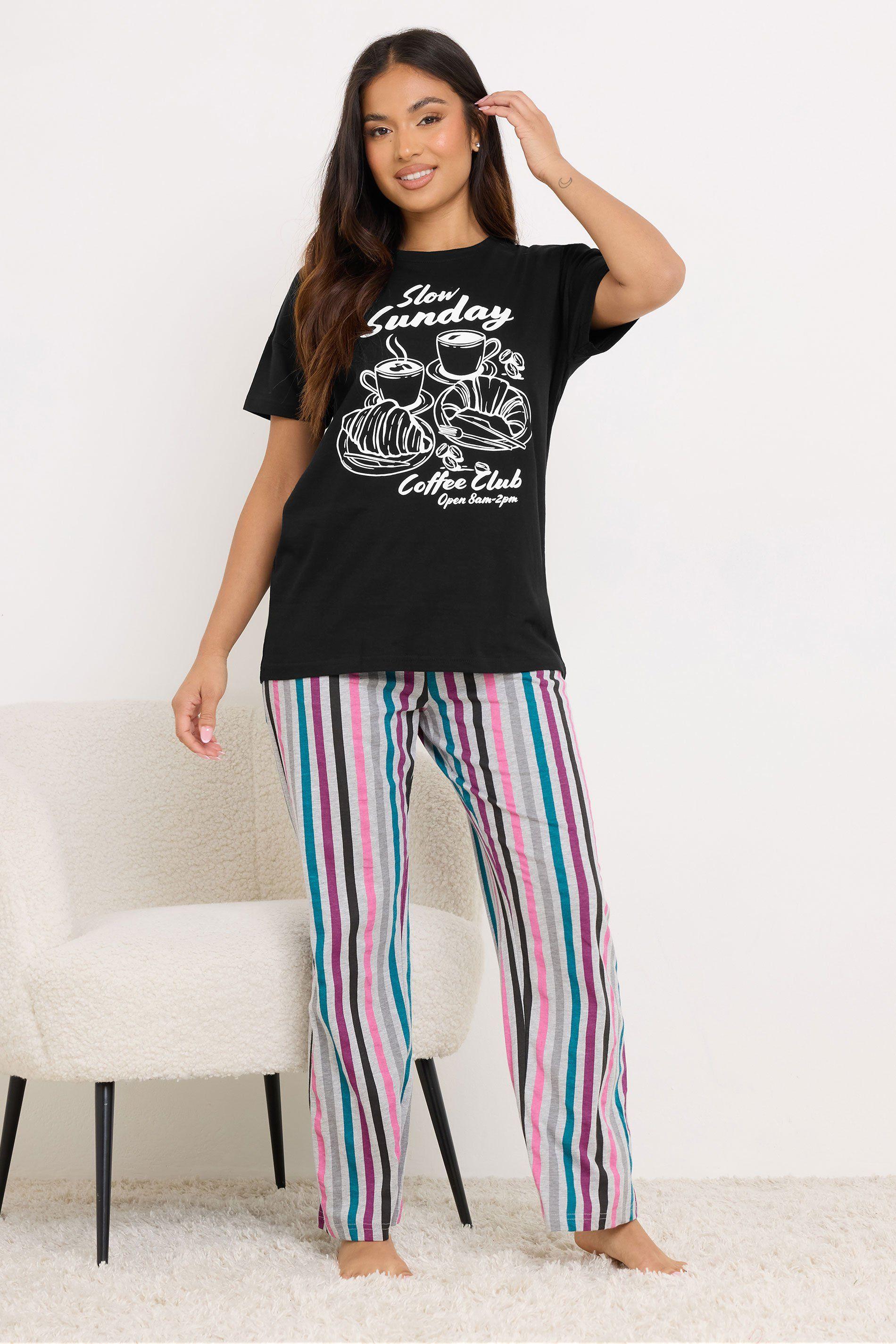 Petite 'Coffee Club' Slogan Pyjama Set by PIXIEGIRL