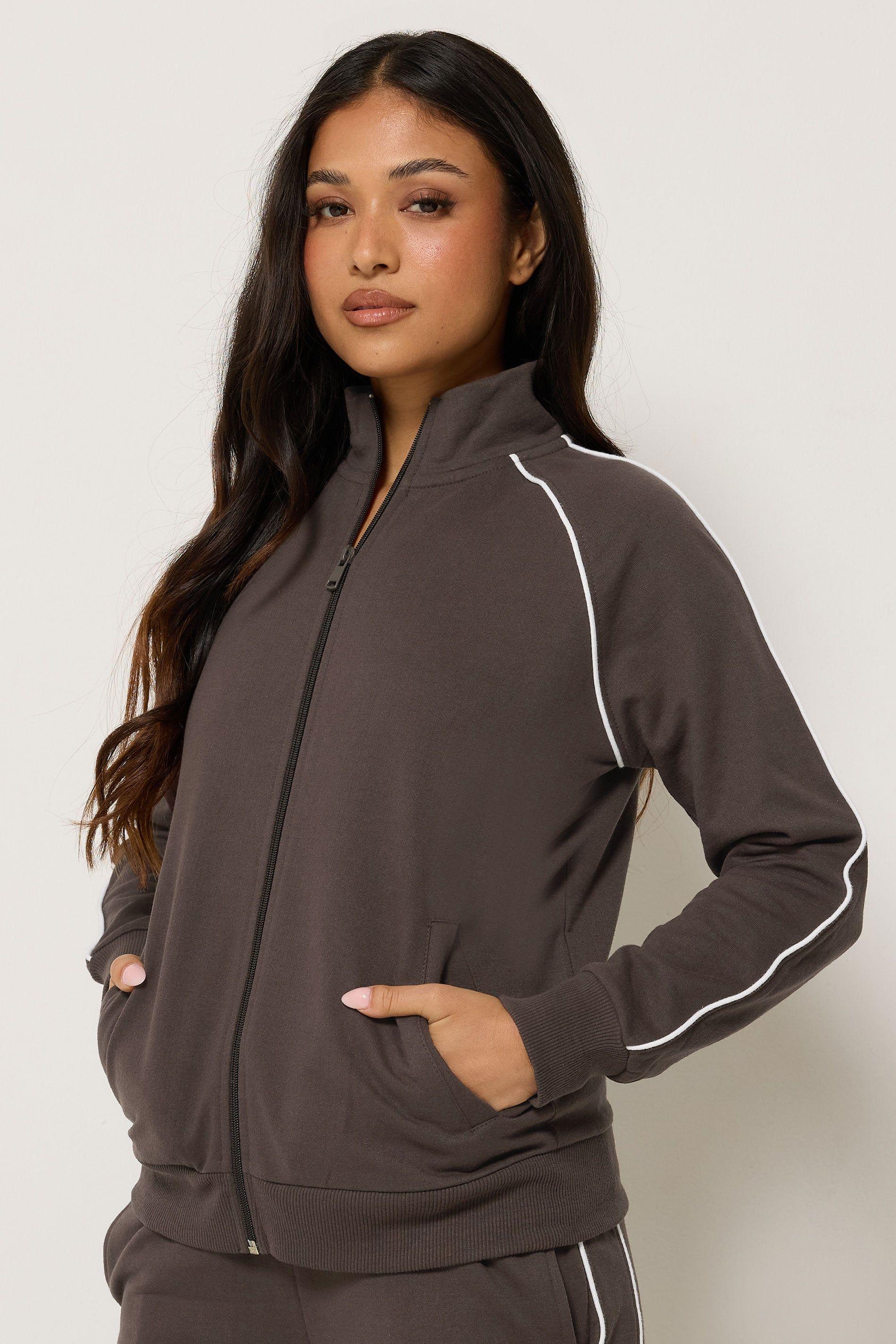 Petite Contrast Zip Jacket by PIXIEGIRL