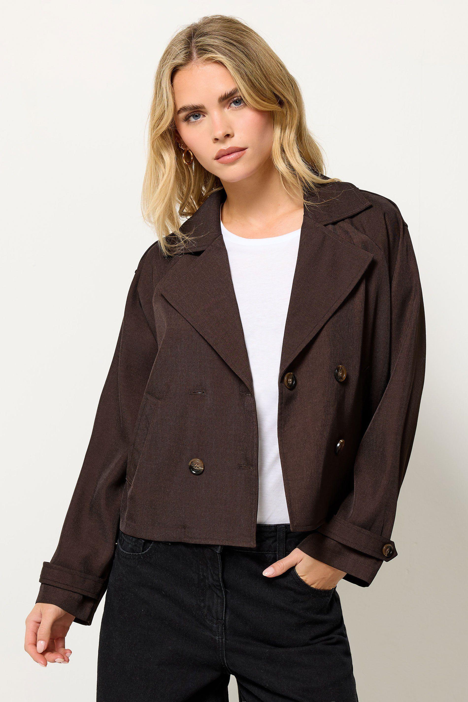 Petite Cropped Trench Duster Coat by PIXIEGIRL