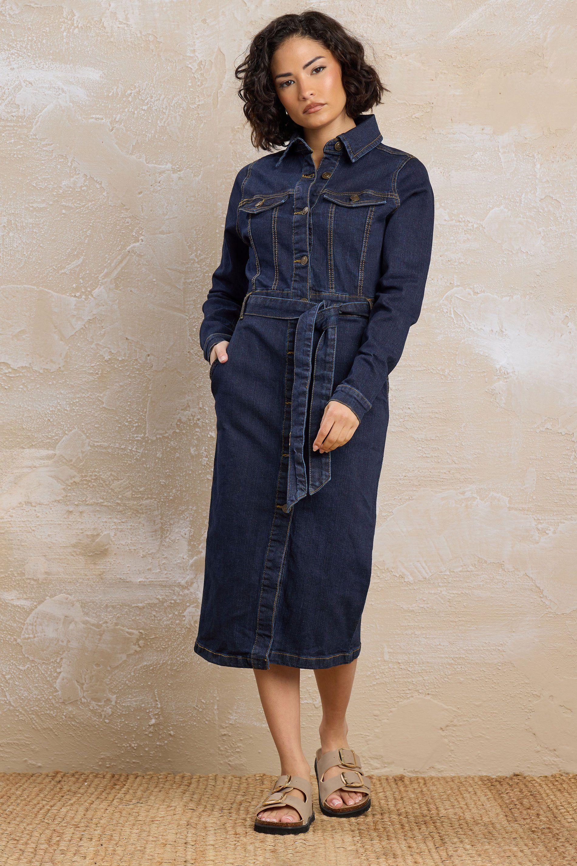Petite Denim Tie Dress by PIXIEGIRL
