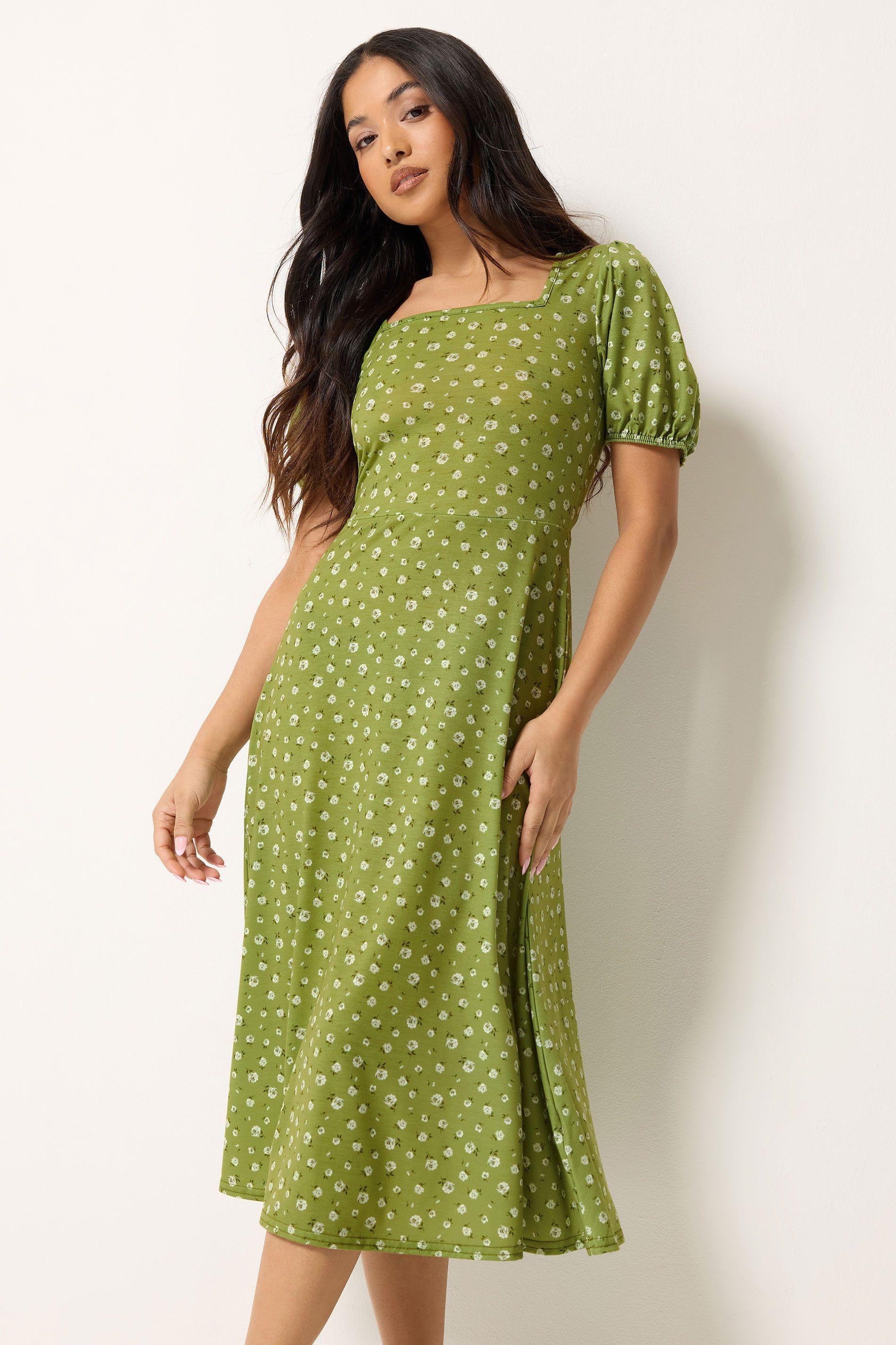Petite Ditsy Floral Midi Dress by PIXIEGIRL