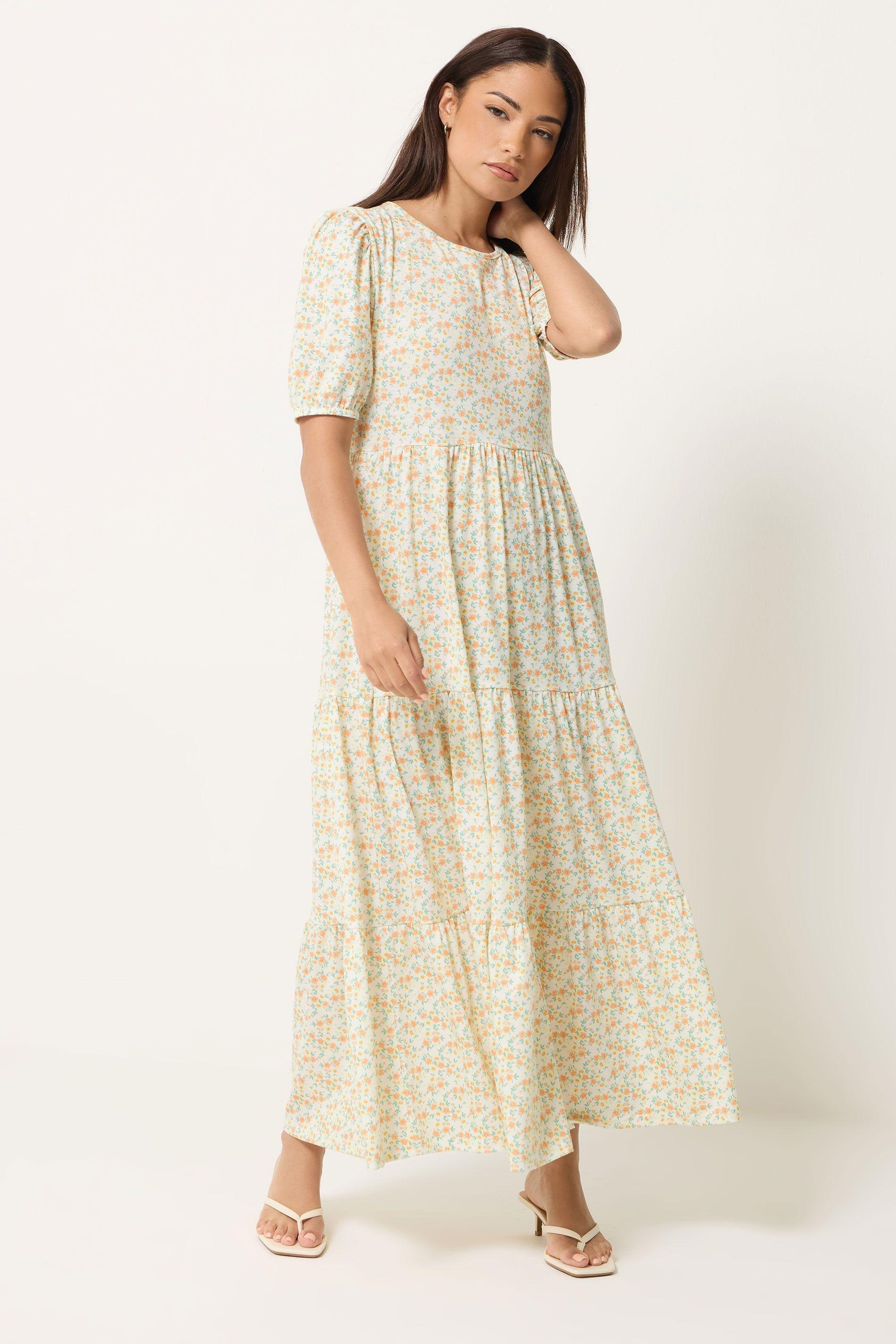 Petite Ditsy Floral Tiered Maxi Dress by PIXIEGIRL
