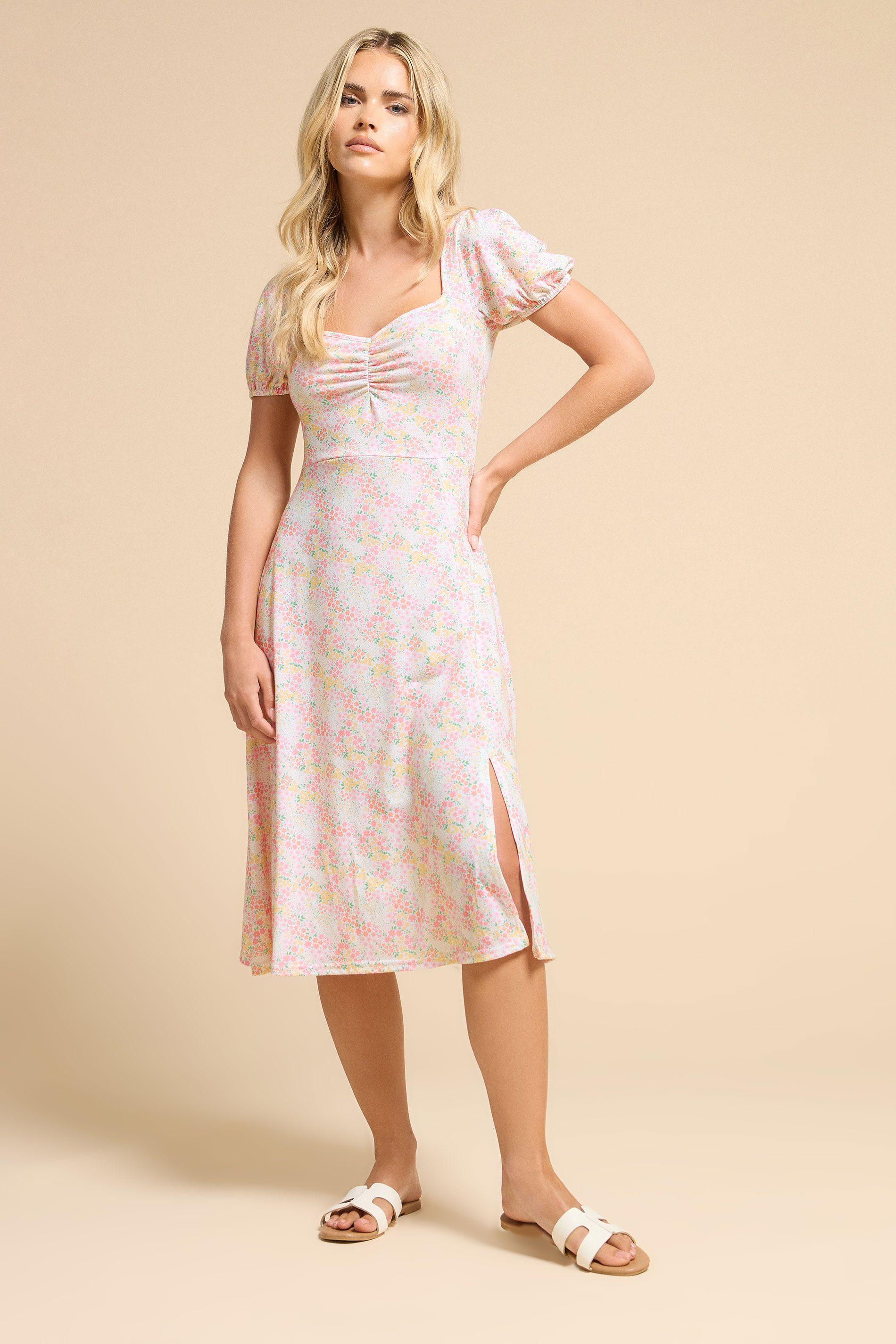 Petite Ditsy Puff Sleeve Midi Dress by PIXIEGIRL