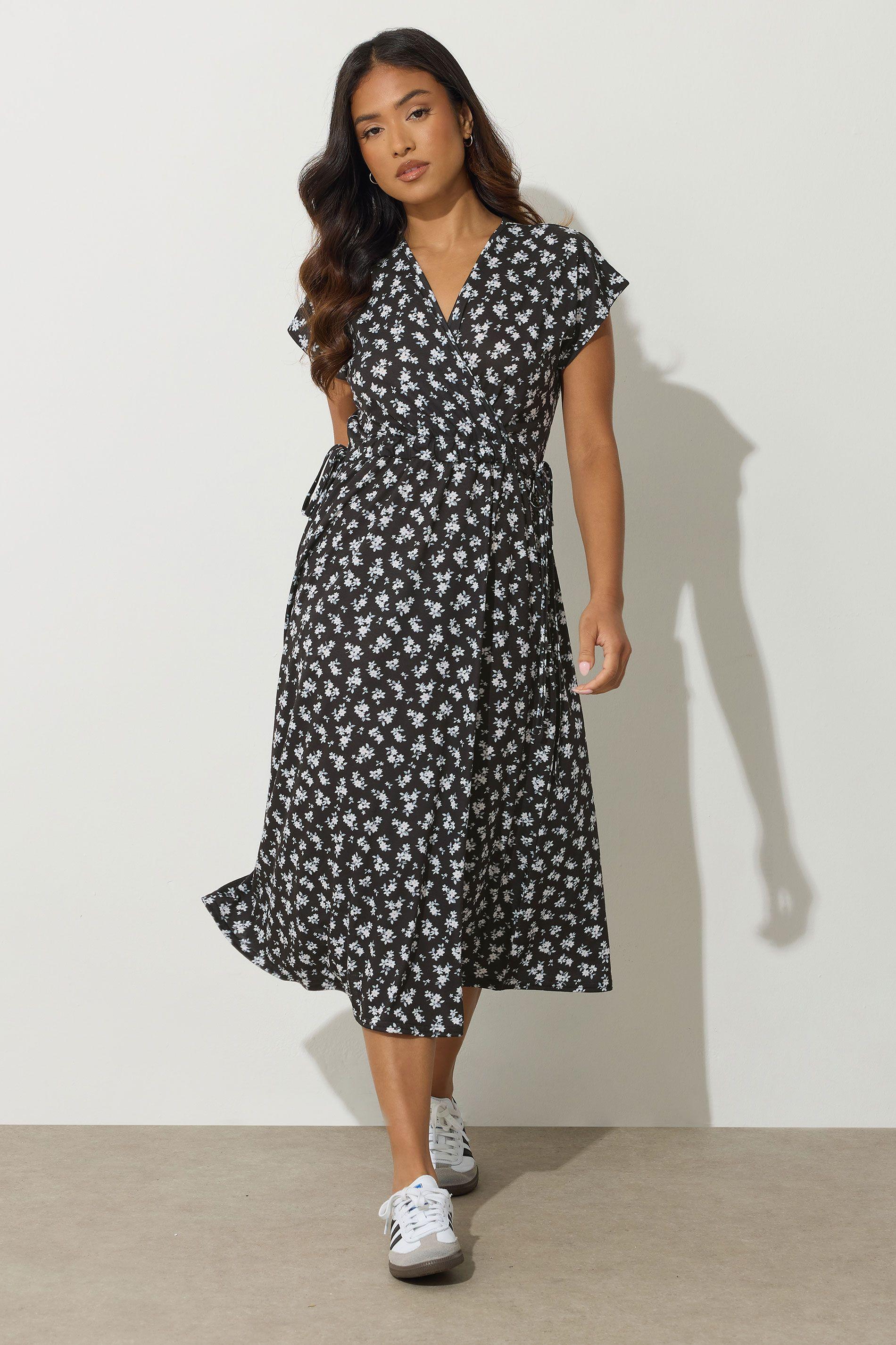 Petite Ditsy Wrap Maxi Dress by PIXIEGIRL