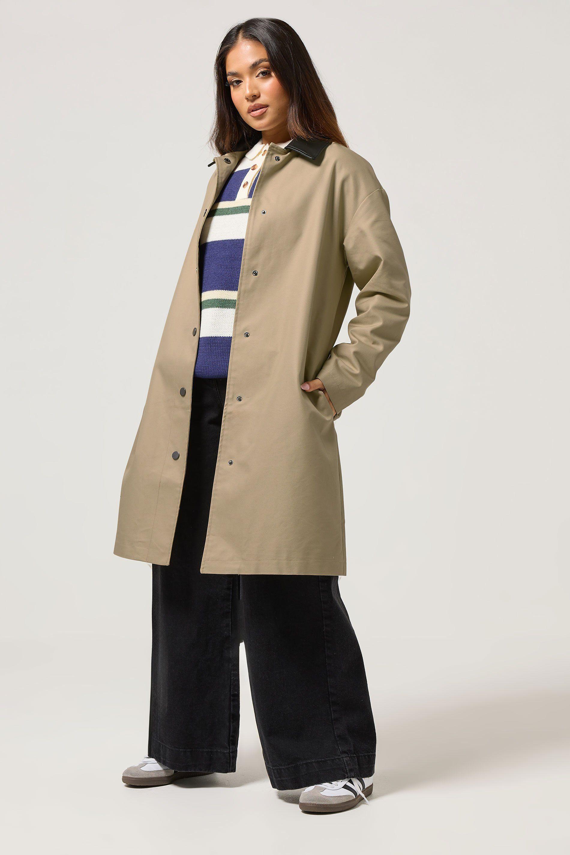 Petite Faux Leather Car Coat by PIXIEGIRL