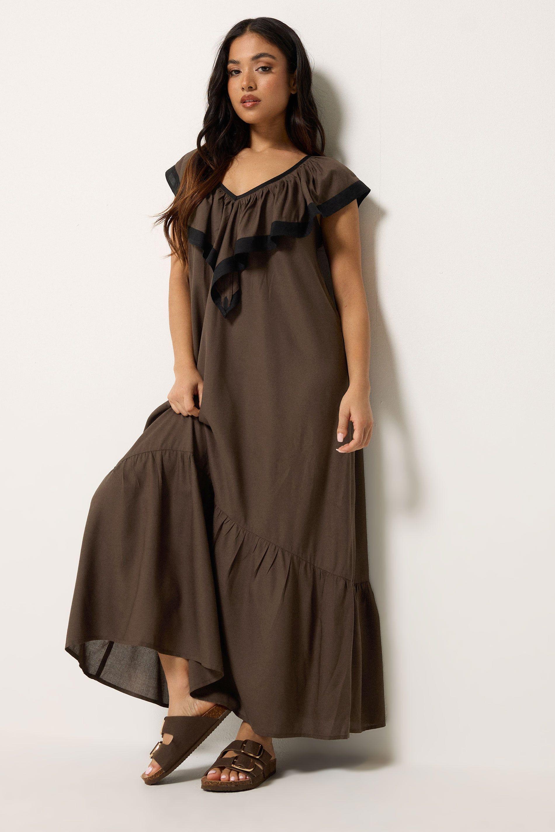 Petite Frill Midi Dress by PIXIEGIRL