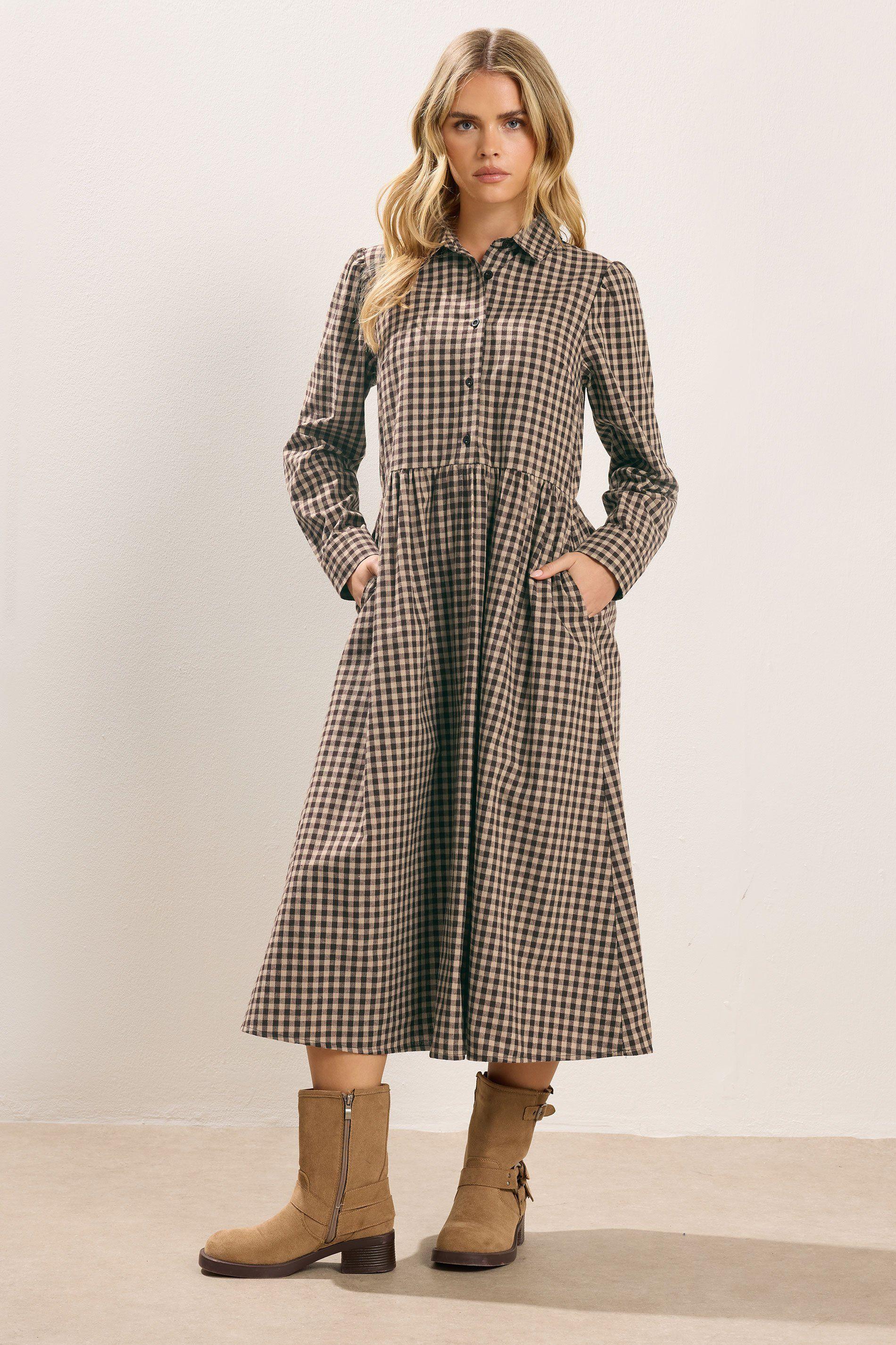 Petite Gingham Shirt Dress by PIXIEGIRL