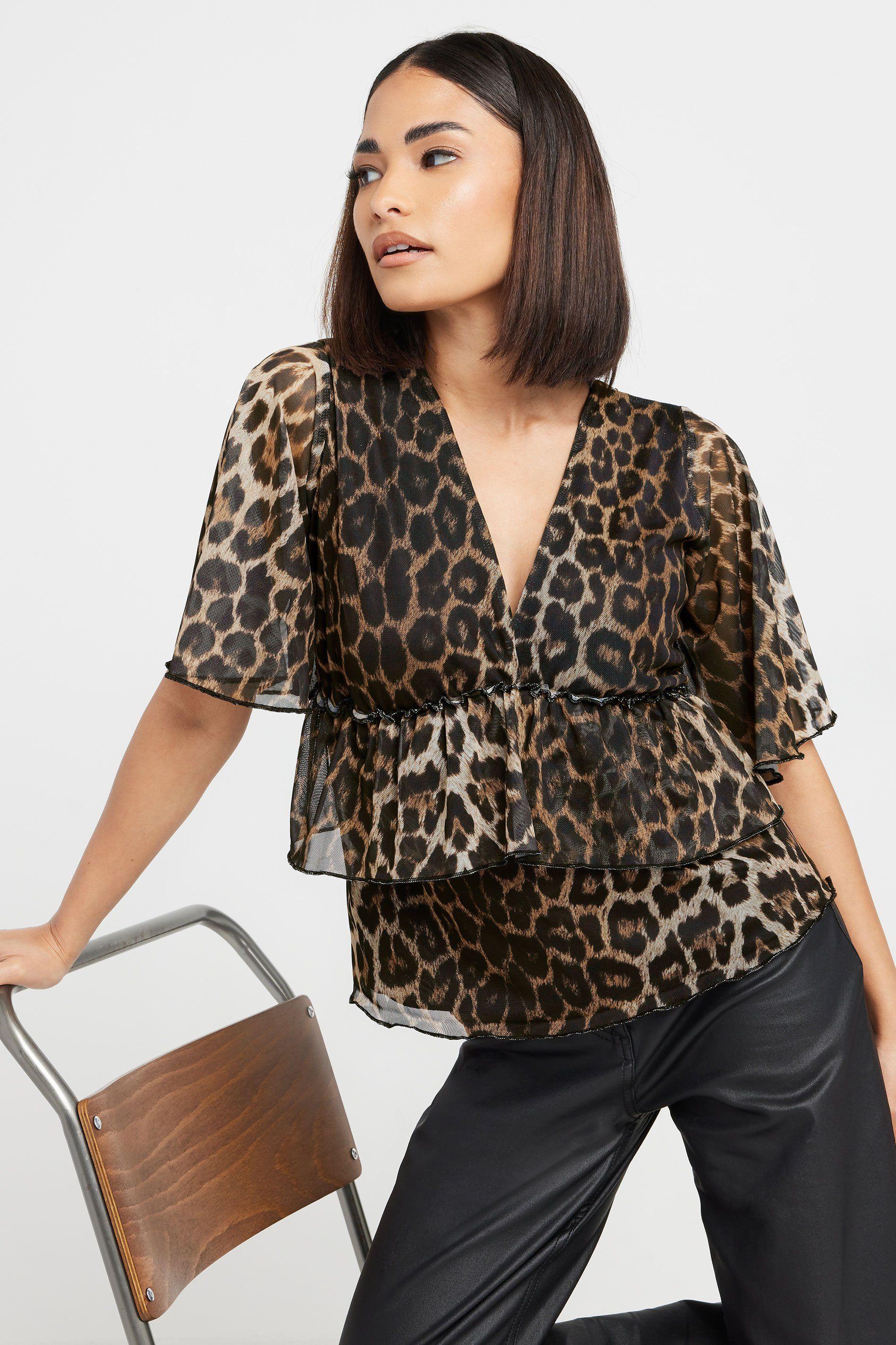 Petite Leopard Print Smock Top by PIXIEGIRL