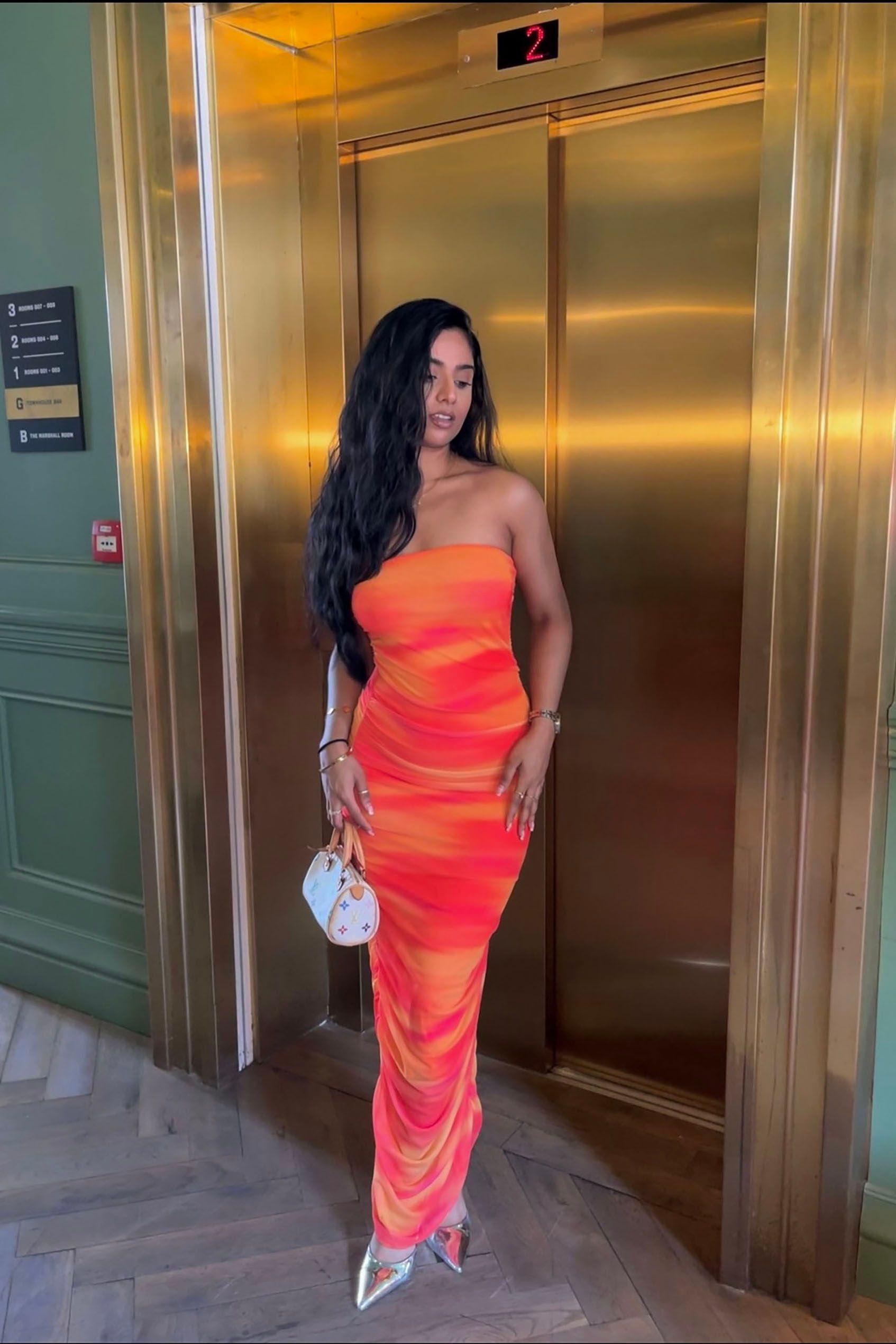 Petite Mesh Bardot Maxi Dress by PIXIEGIRL