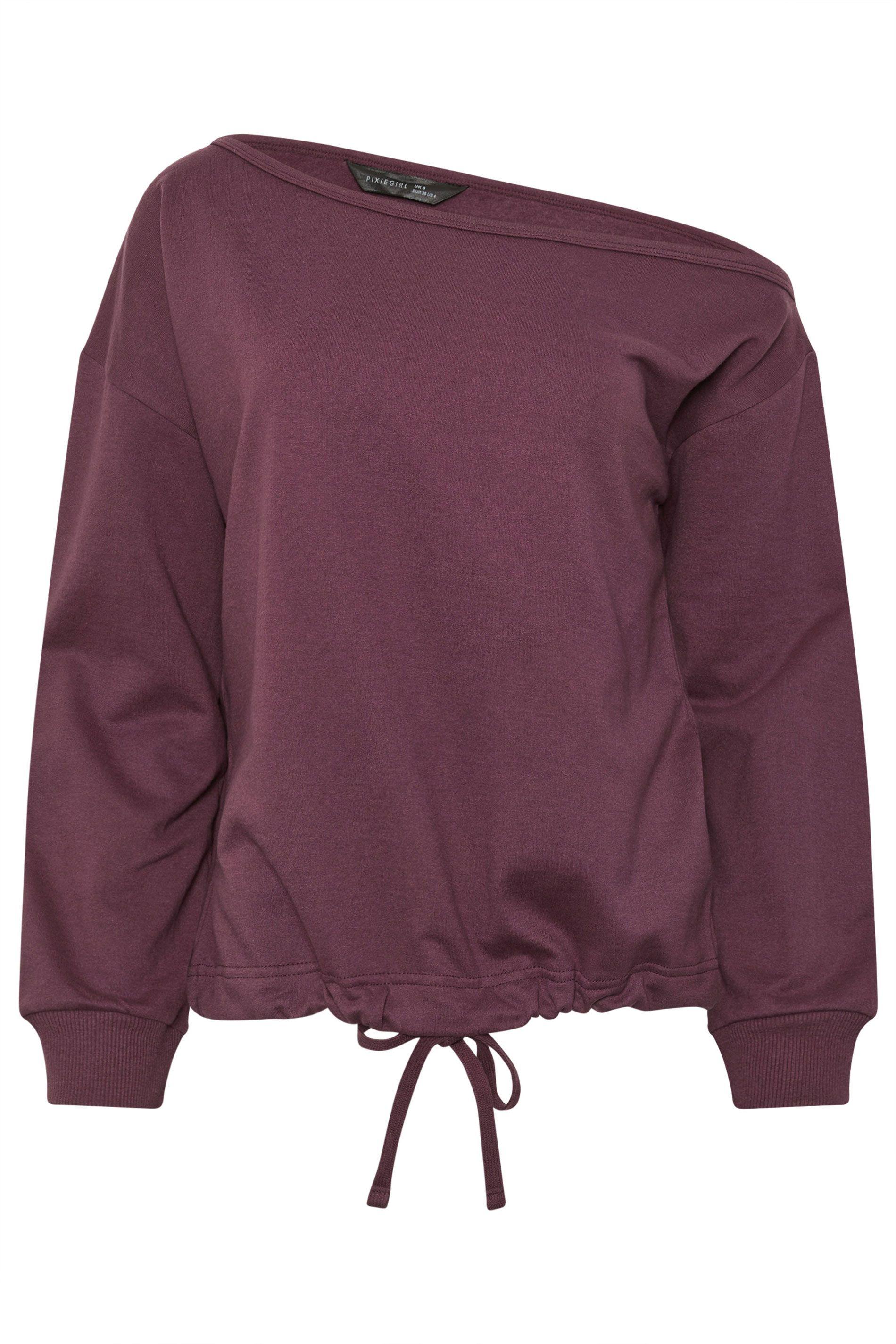 Petite Off Shoulder Sweatshirt by PIXIEGIRL