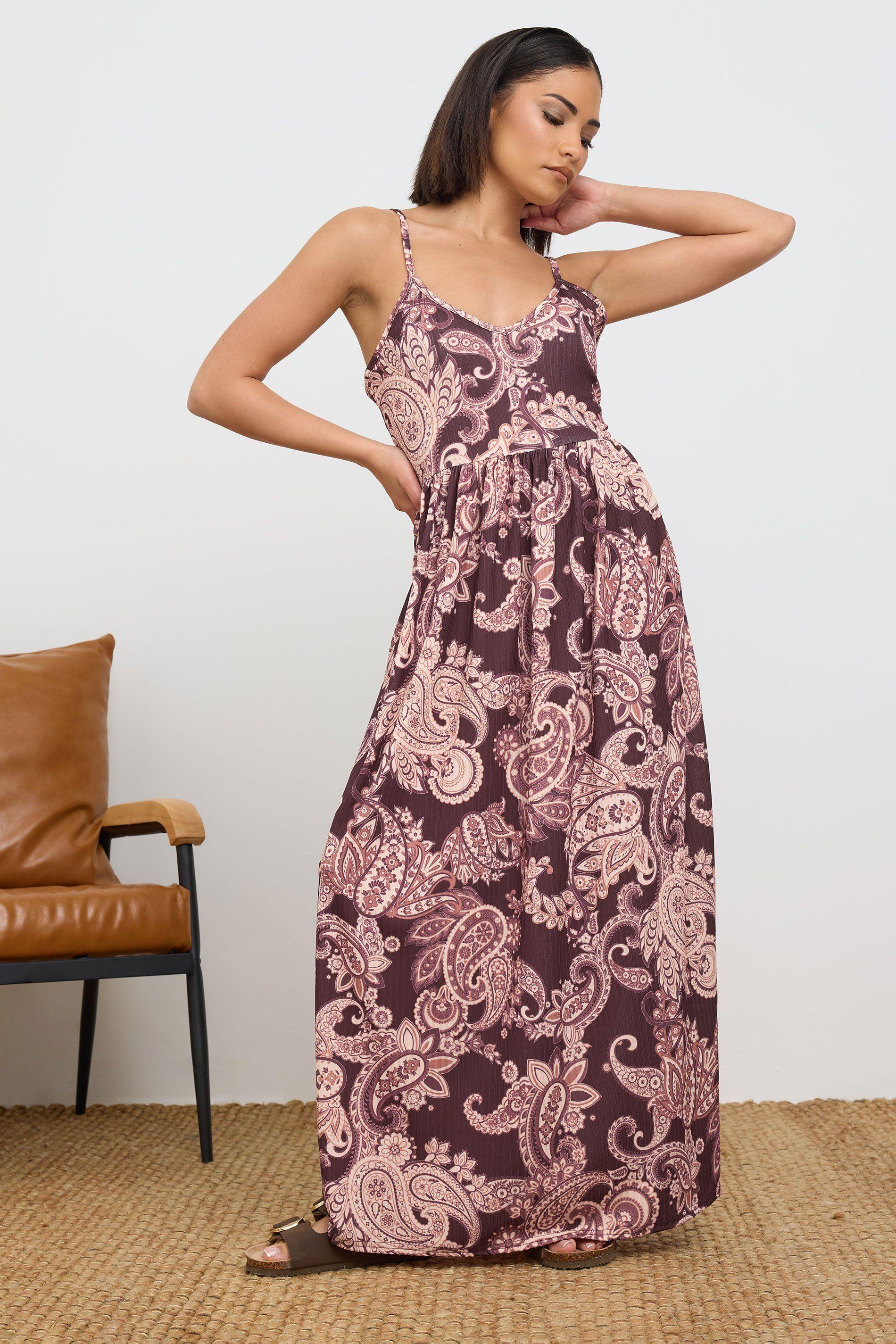 Petite Paisley Ribbed Maxi Dress by PIXIEGIRL