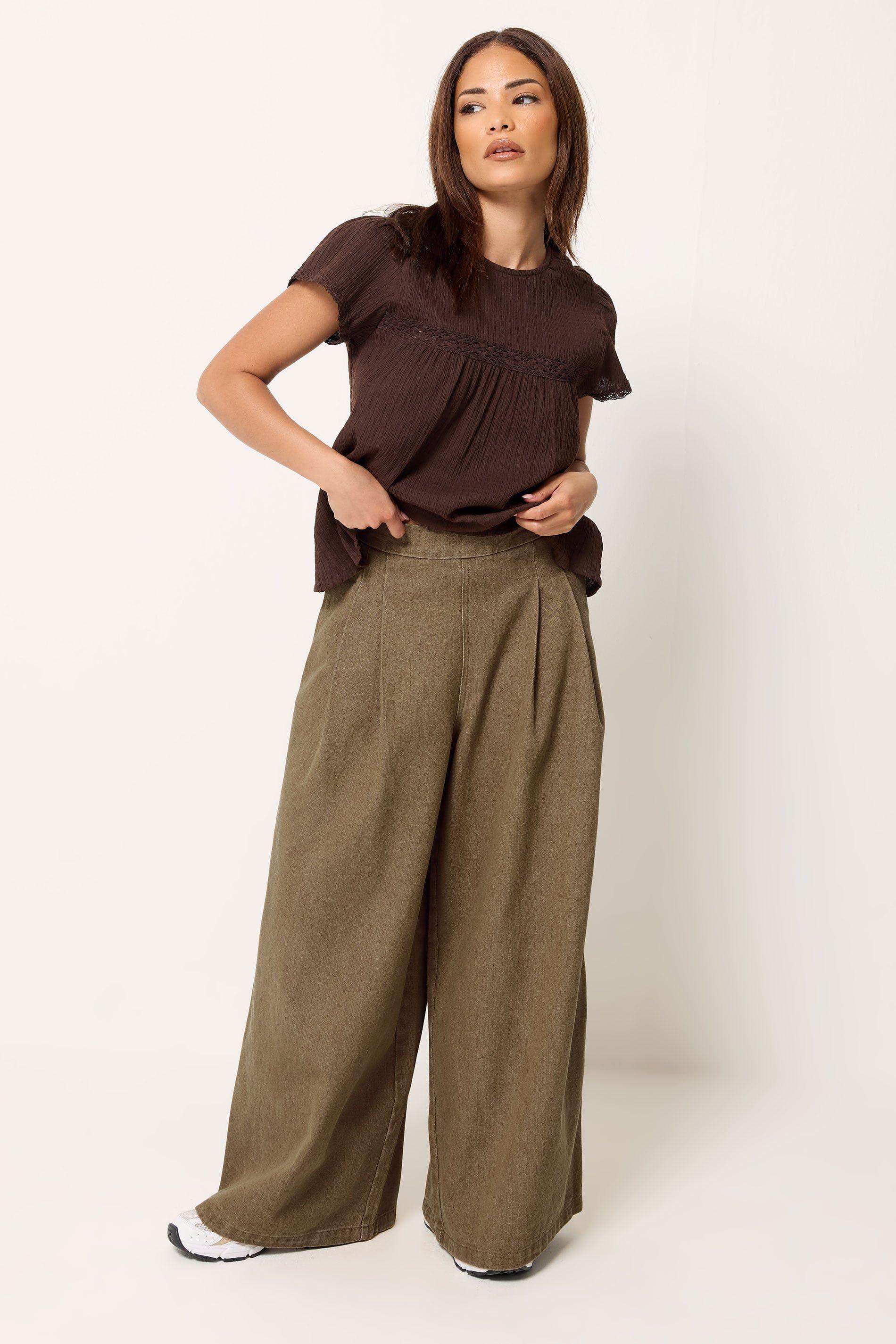 Petite Pleat Front Wide Leg Jeans by PIXIEGIRL