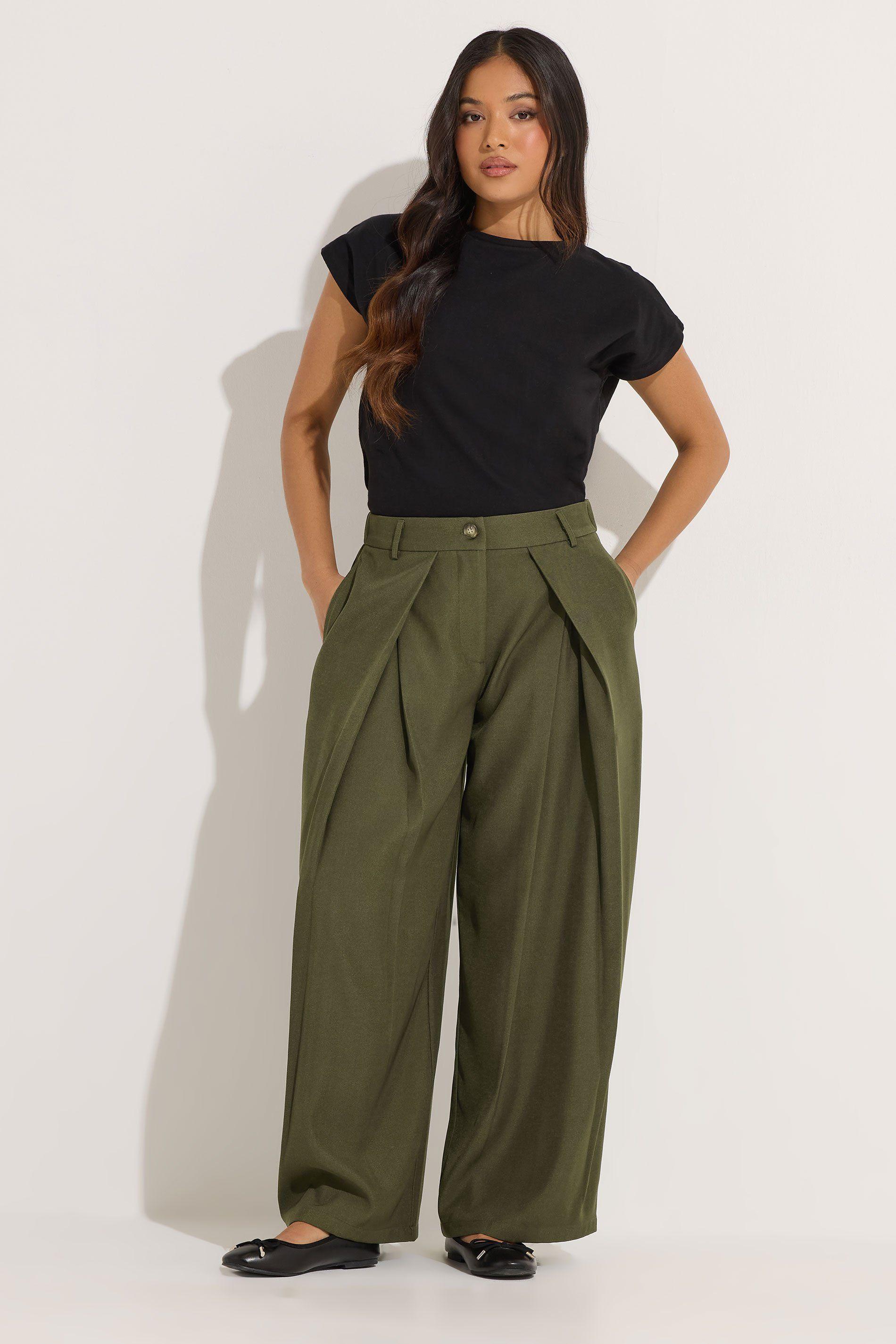 Petite Pleated Wide Leg Trousers by PIXIEGIRL