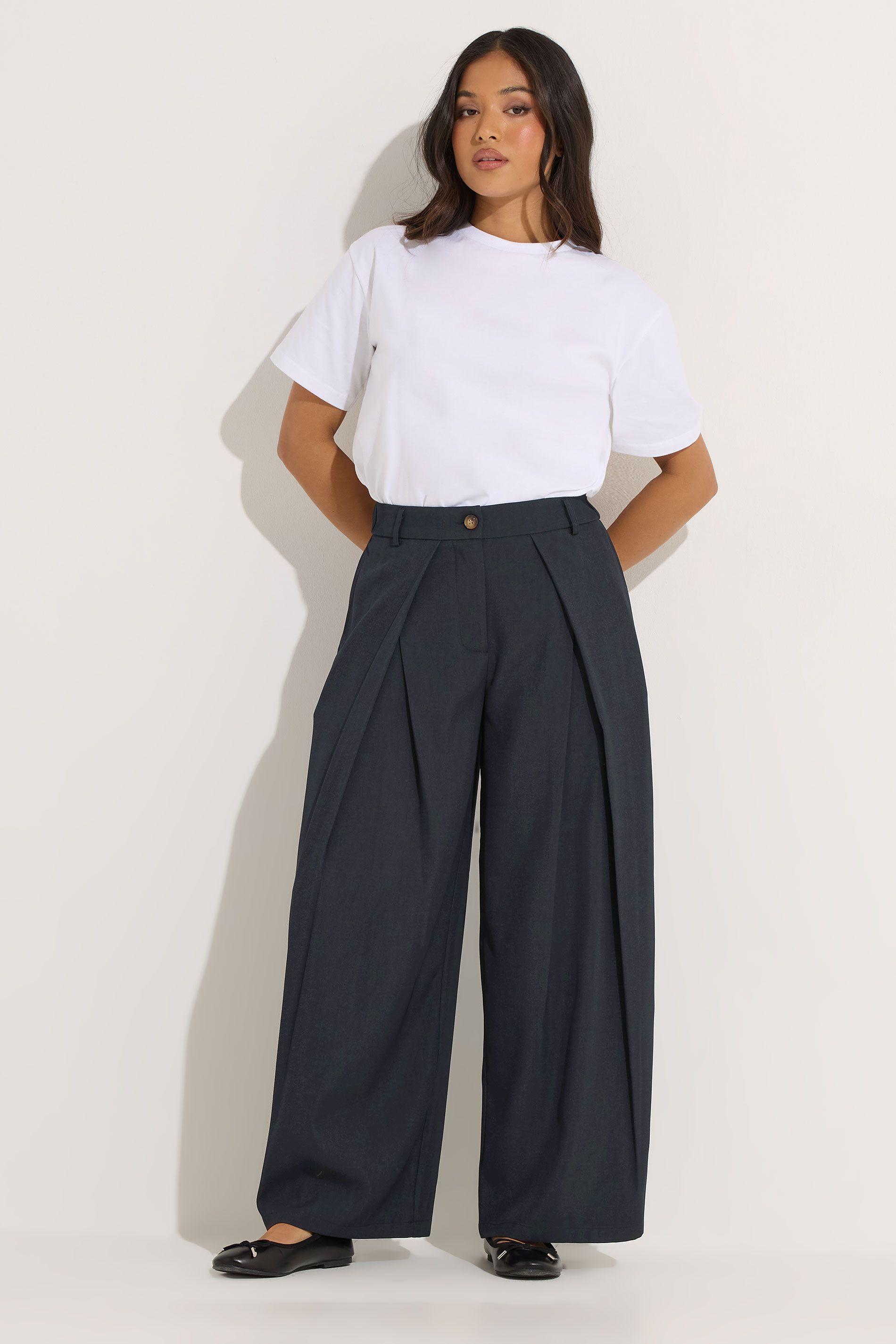 Petite Pleated Wide Leg Trousers by PIXIEGIRL