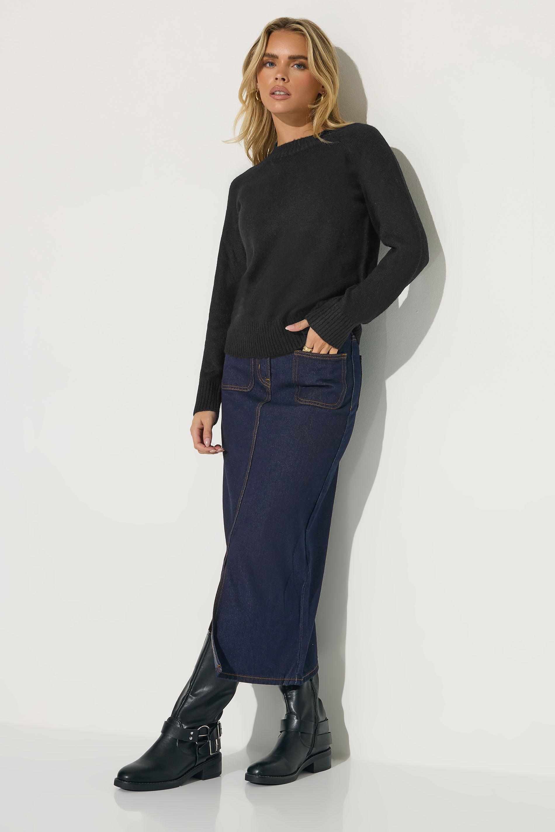 Petite Pocket Patch Denim Skirt by PIXIEGIRL