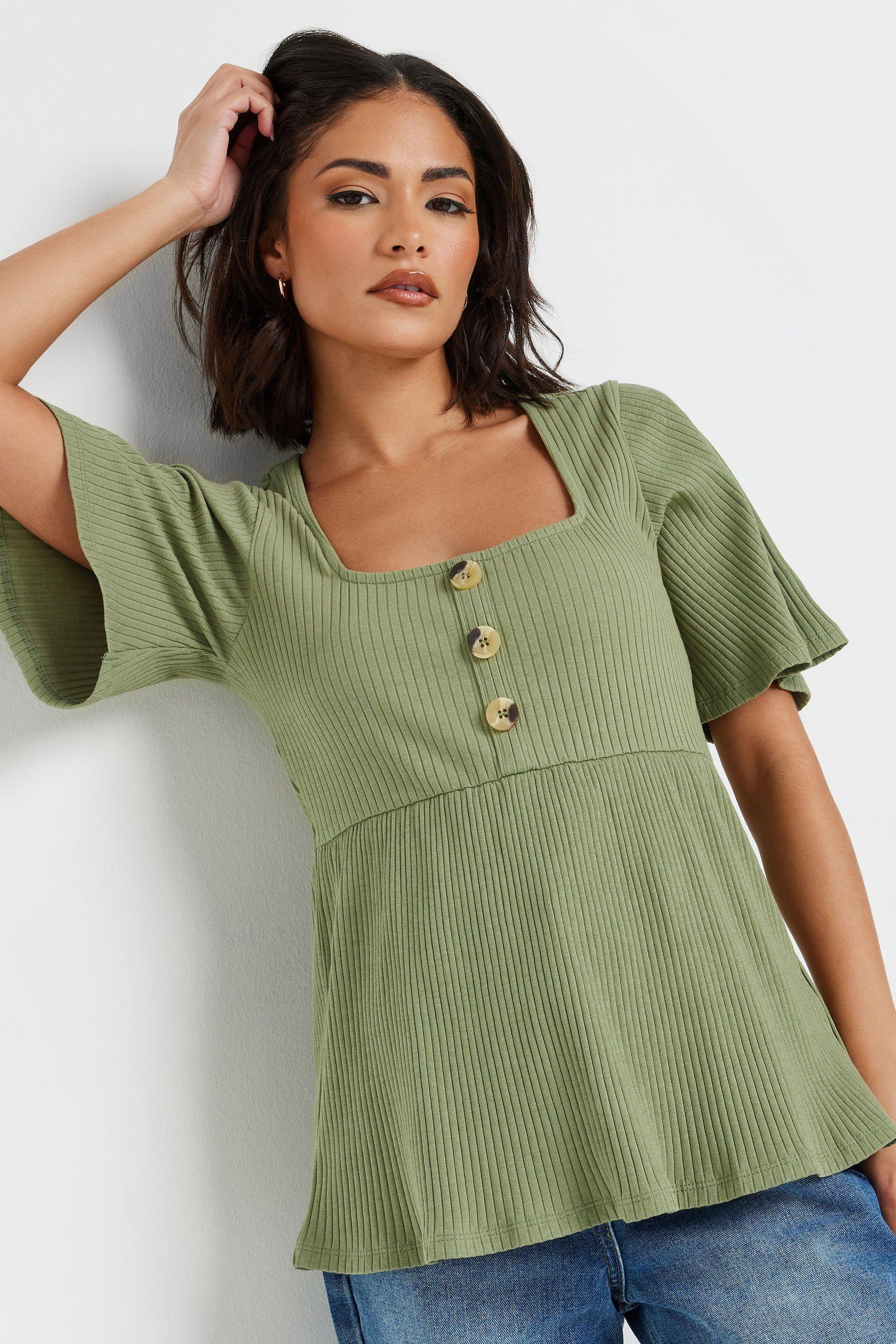 Petite Ribbed Smock Top by PIXIEGIRL