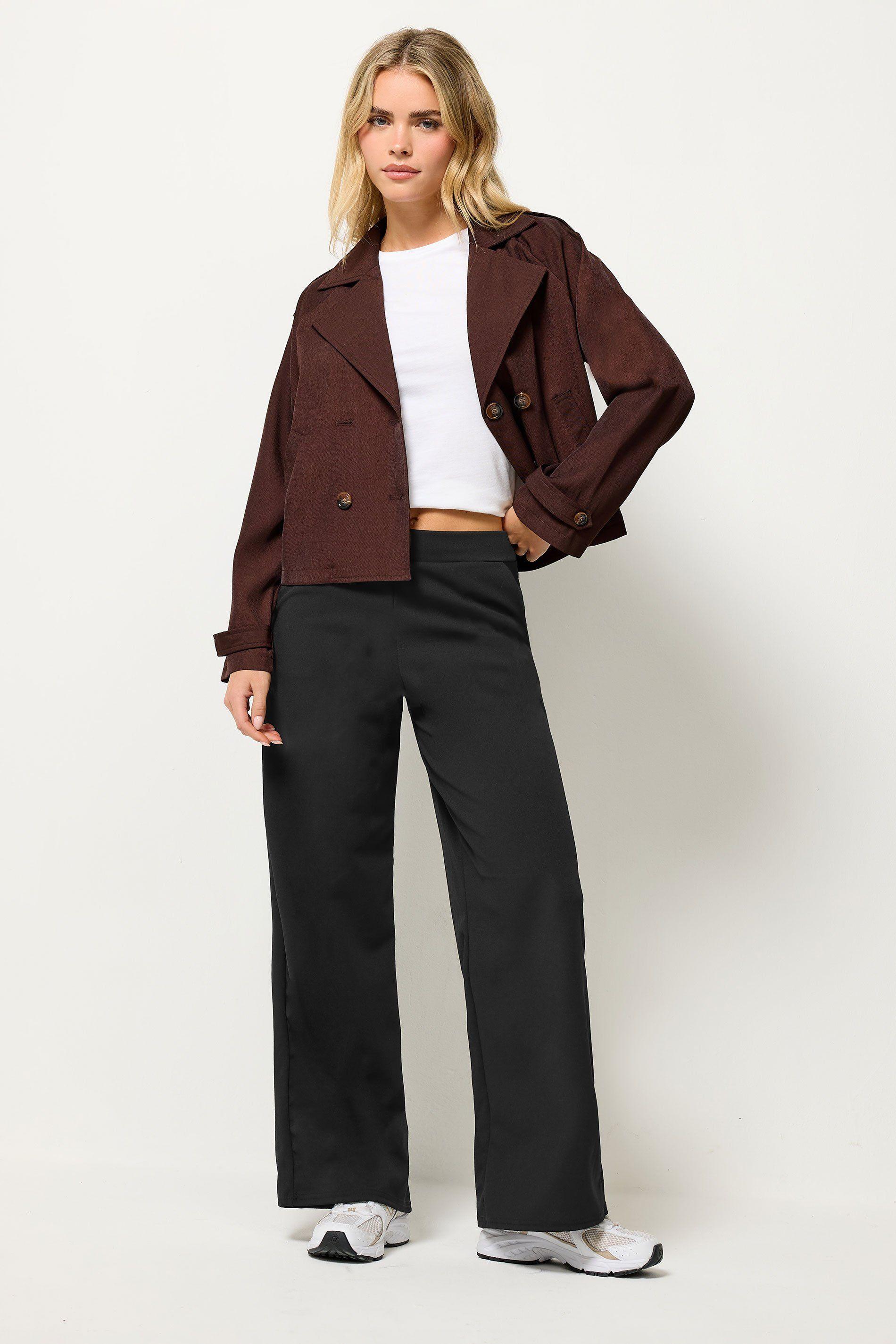 Petite Scuba Wide Leg Trousers by PIXIEGIRL