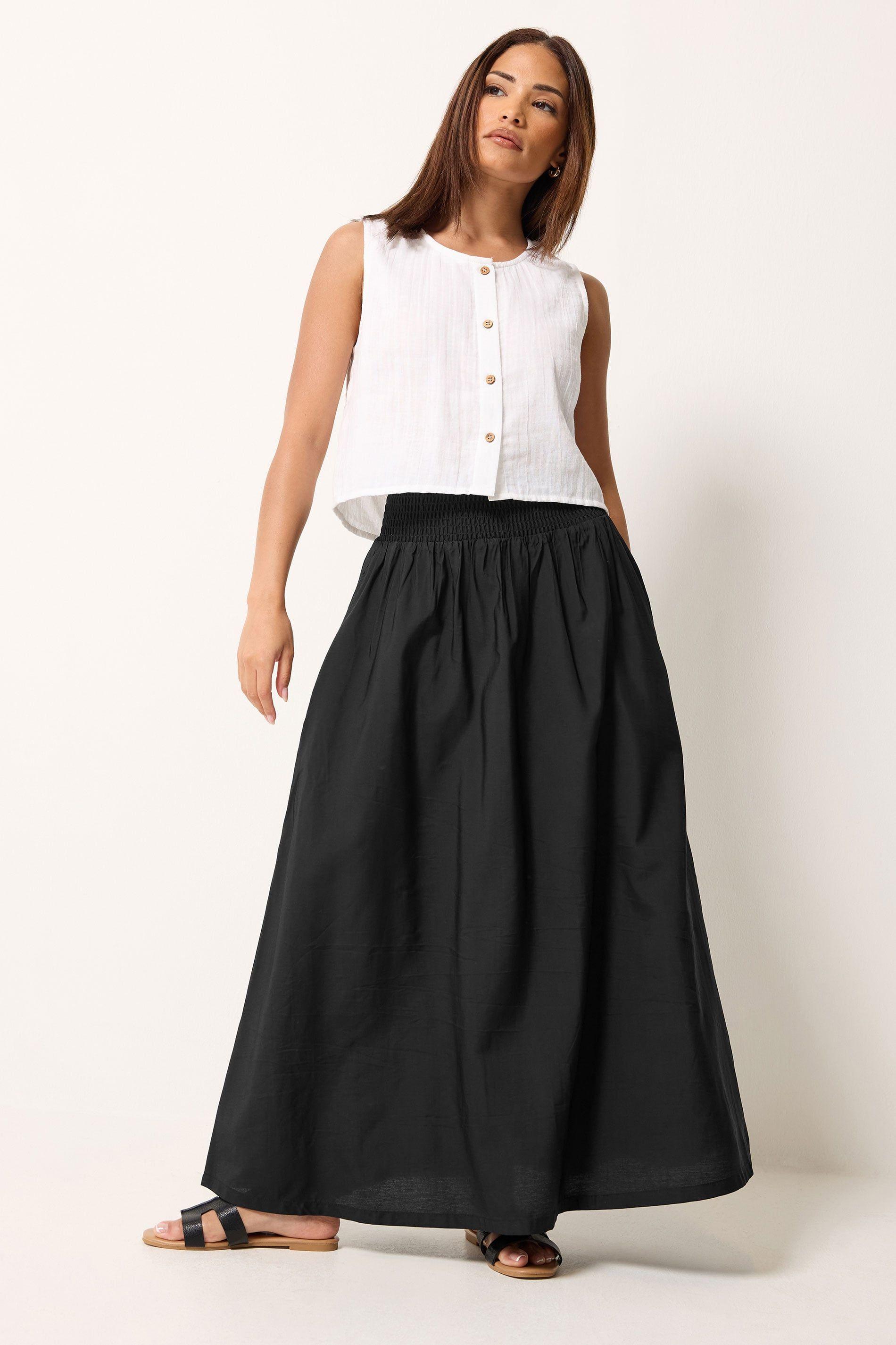 Petite Shirred Waist Maxi Skirt by PIXIEGIRL