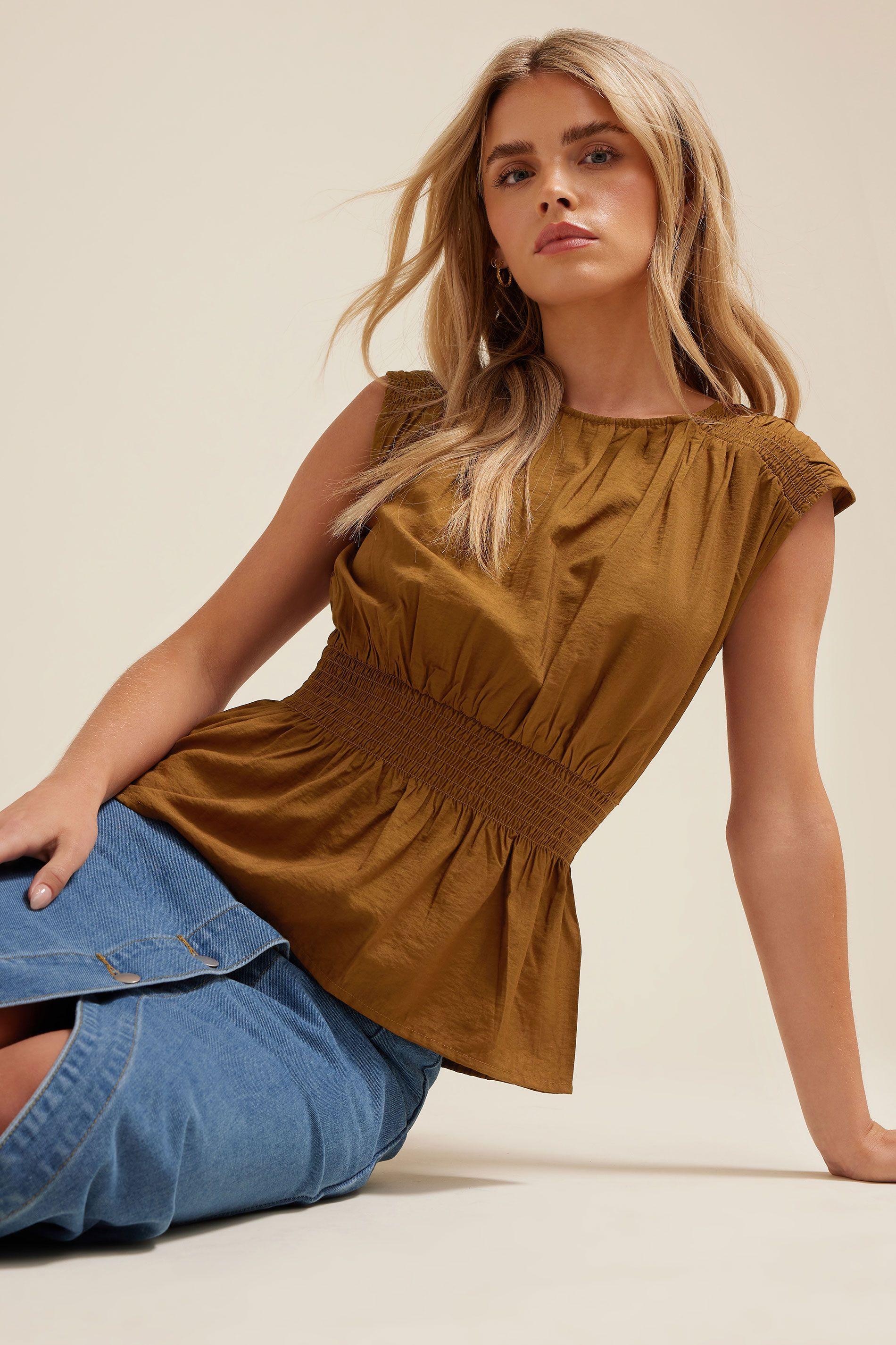 Petite Shirred Waist Top by PIXIEGIRL