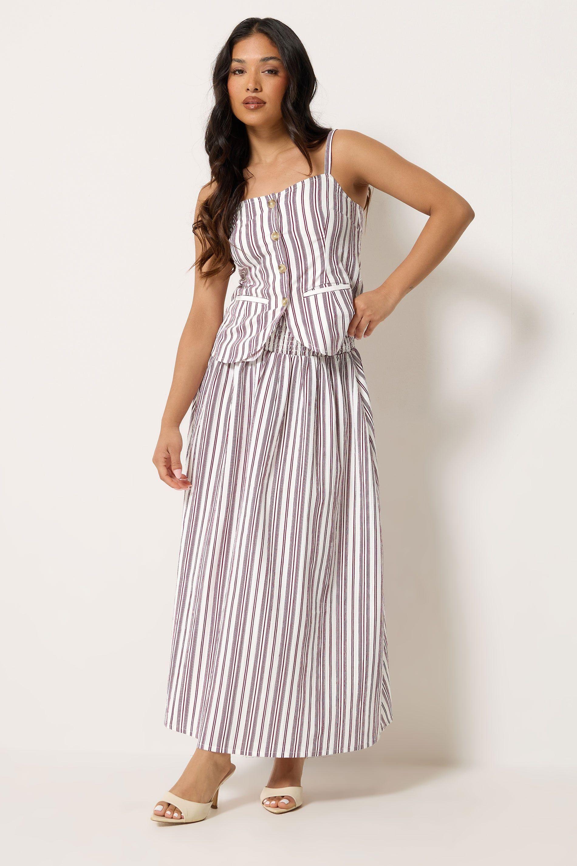 Petite Stripe Maxi Skirt by PIXIEGIRL