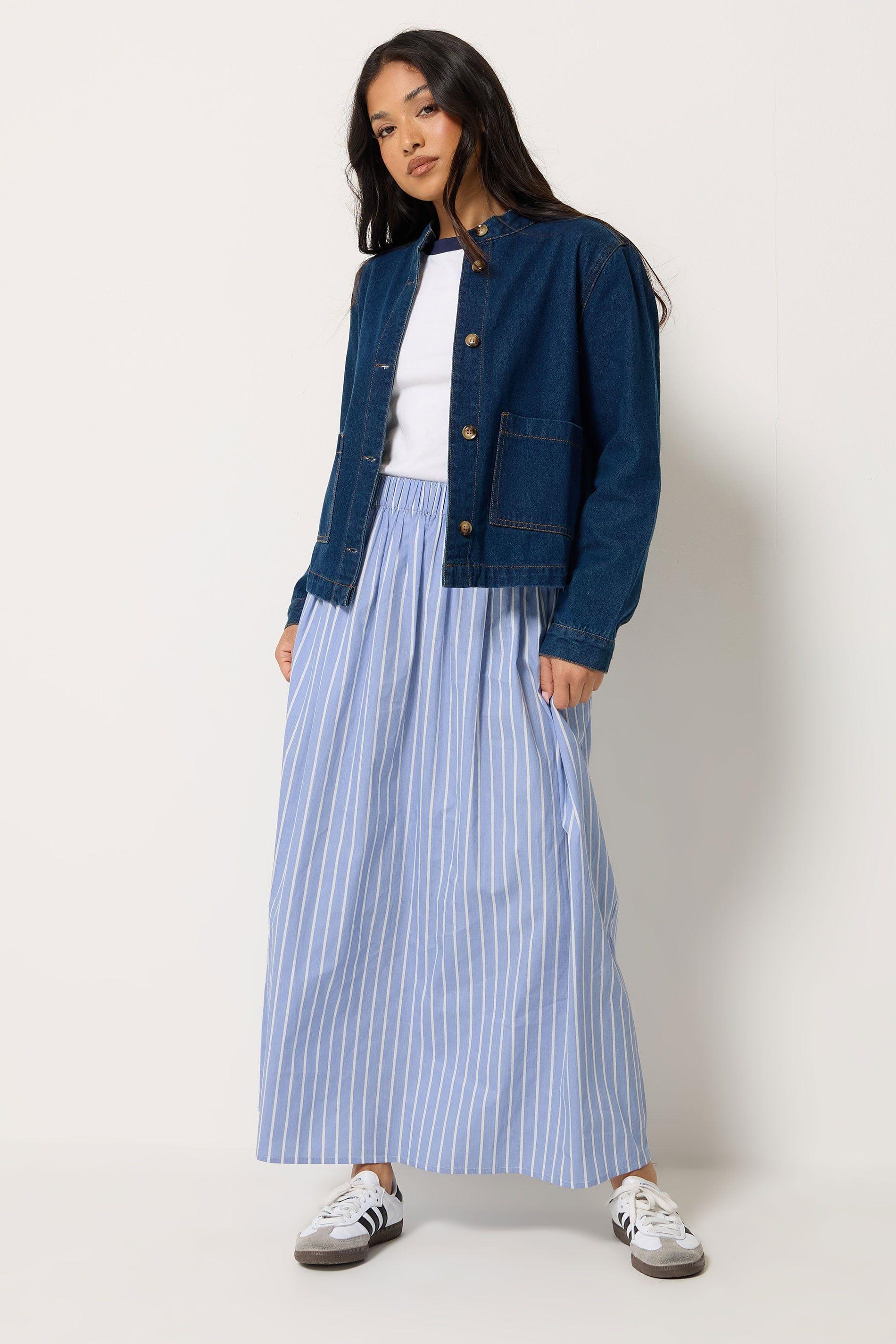 Petite Stripe Maxi Skirt by PIXIEGIRL